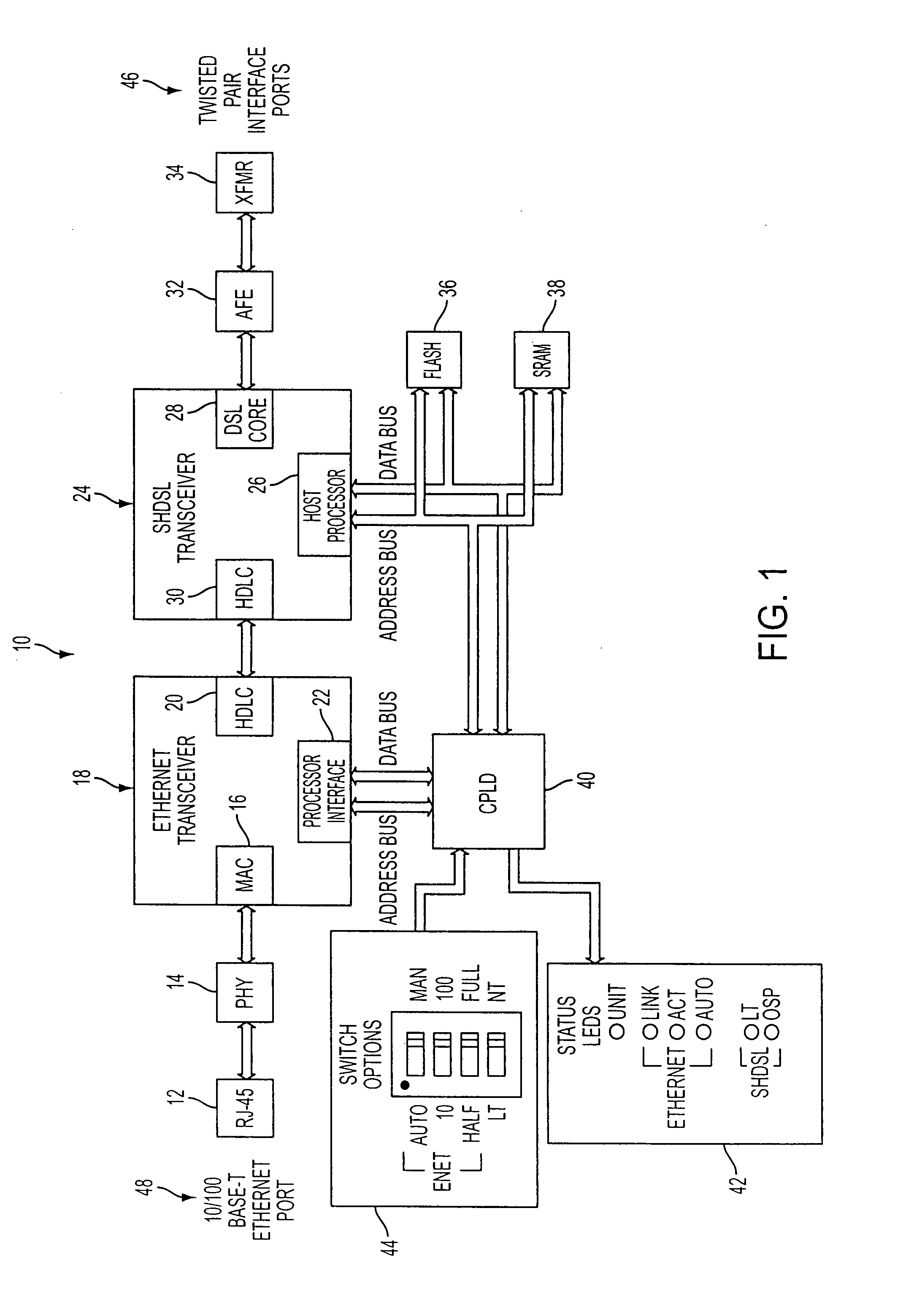 Method for extending Ethernet over twisted pair conductors and to the telephone network and plug-in apparatus for same employing standard mechanics