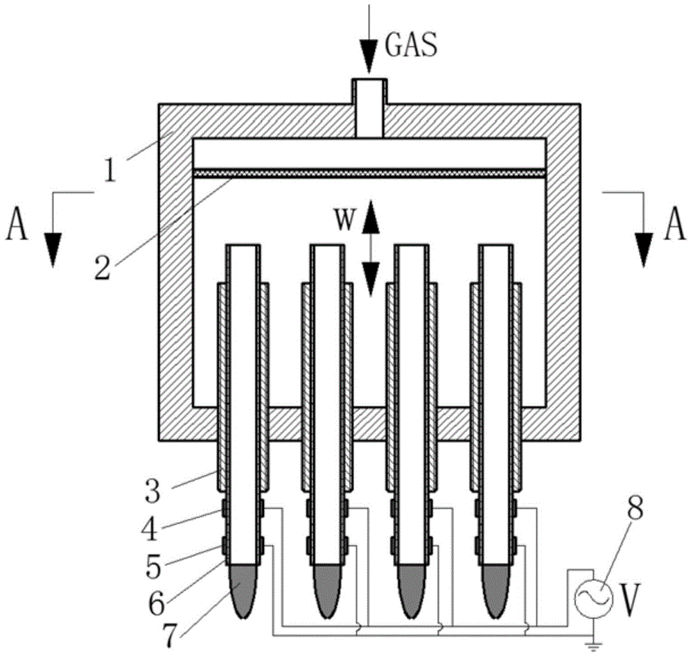 Adjustable device for atmospheric pressure low-temperature plasma jet arrays