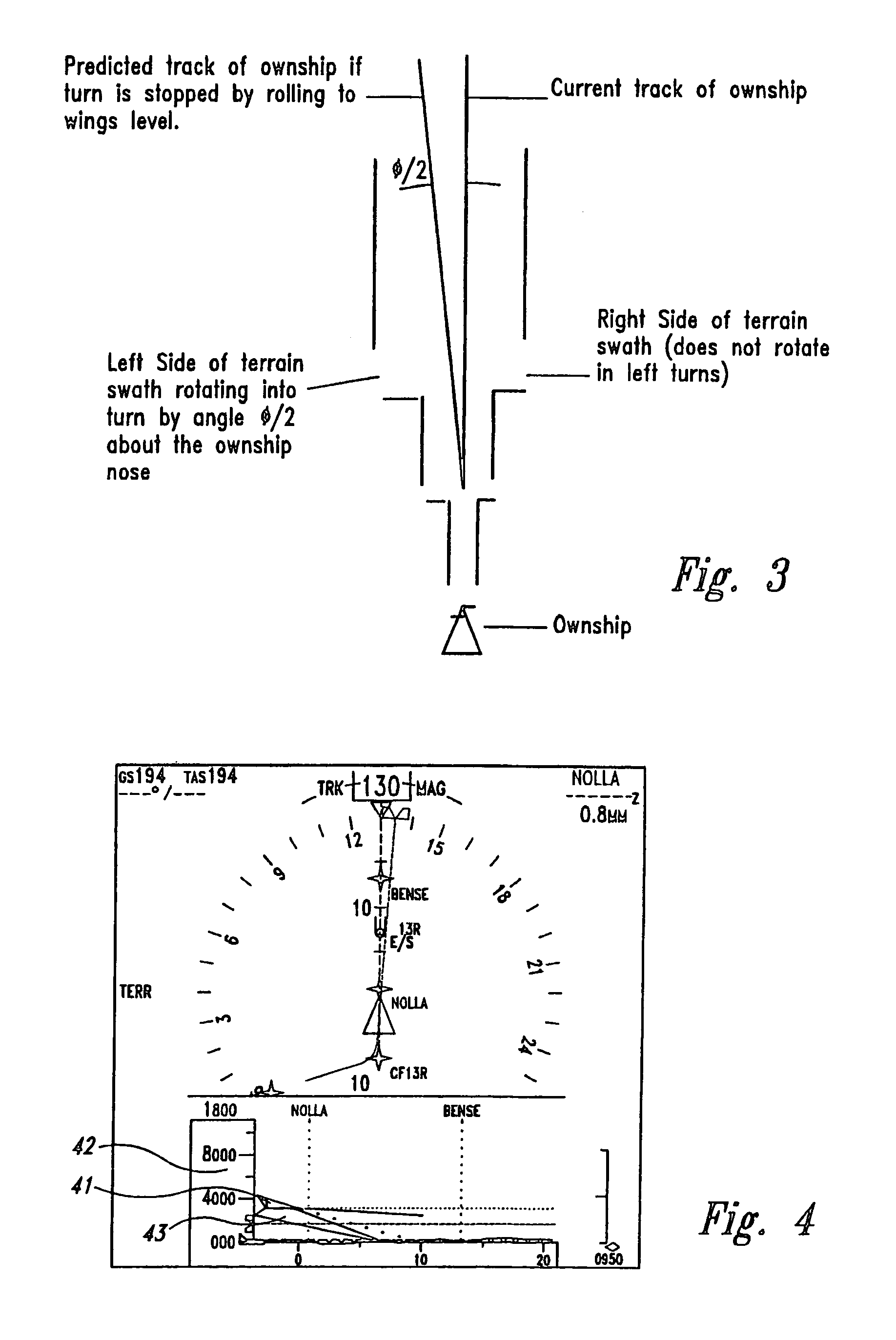 Vertical situation display terrain/waypoint swath, range to target speed, and blended airplane reference