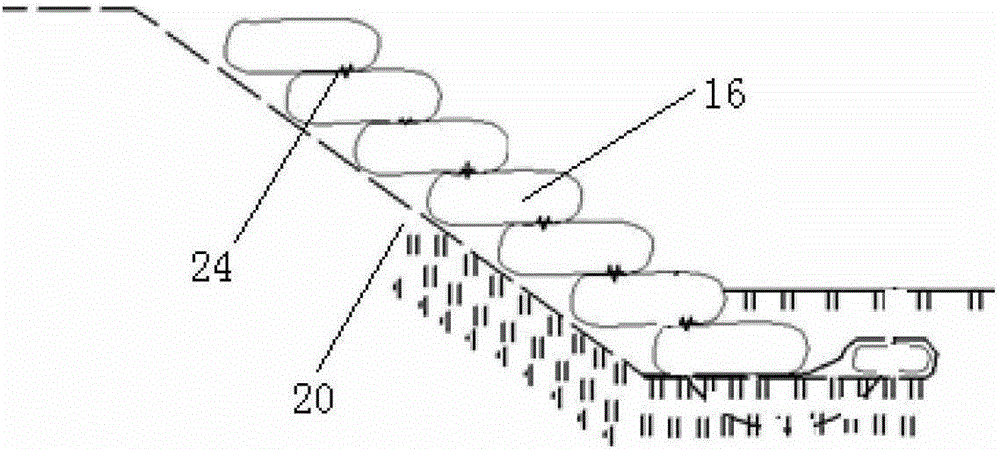 A geotechnical sea sand silt ecological bag (pipe) stiffened retaining wall