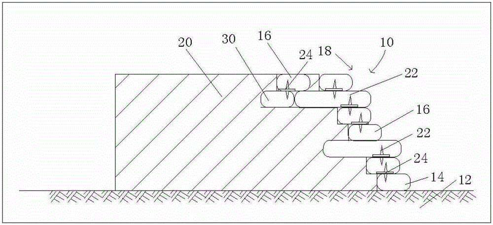 A geotechnical sea sand silt ecological bag (pipe) stiffened retaining wall