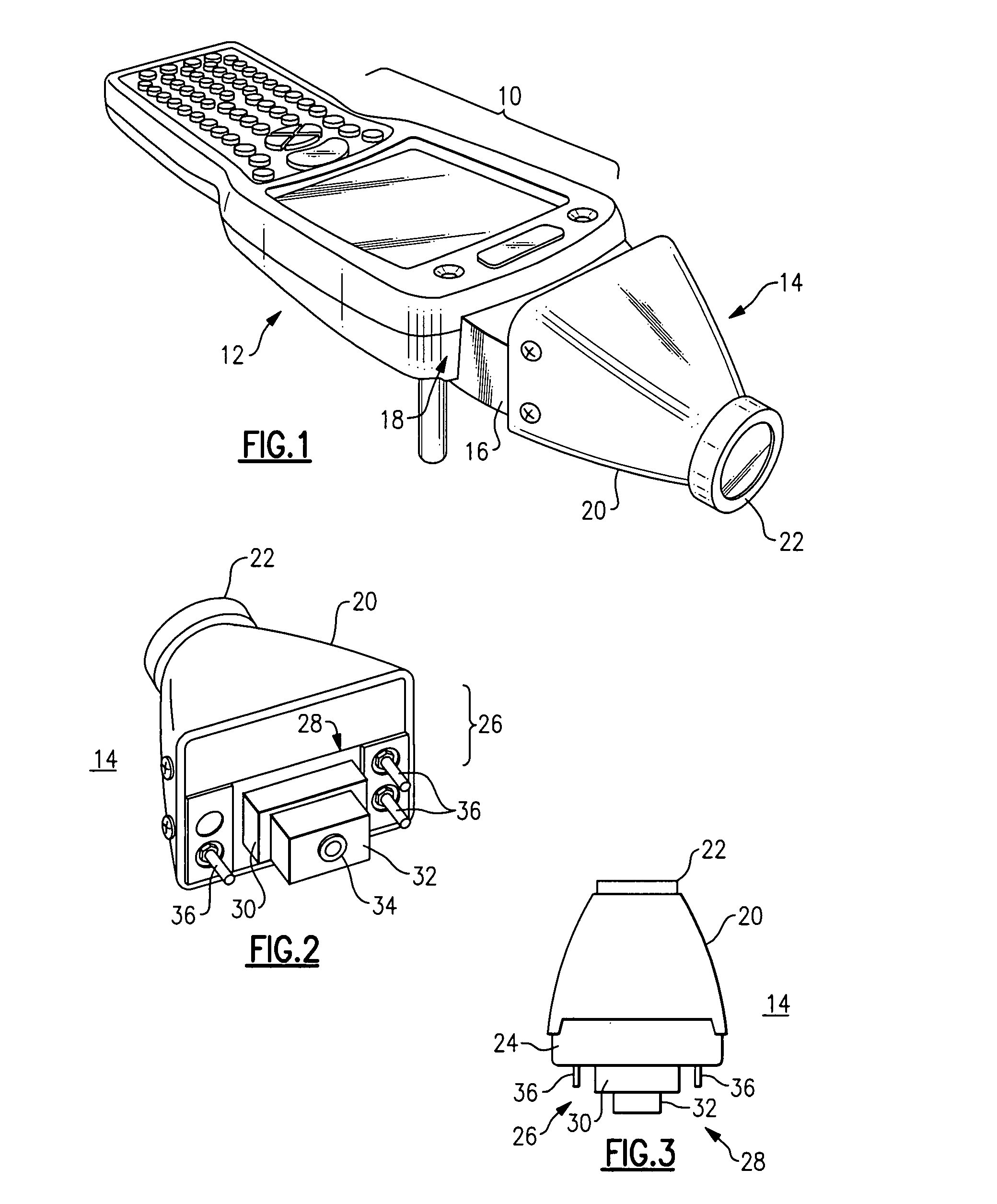 Optical symbol scanner and illuminator with powered socket