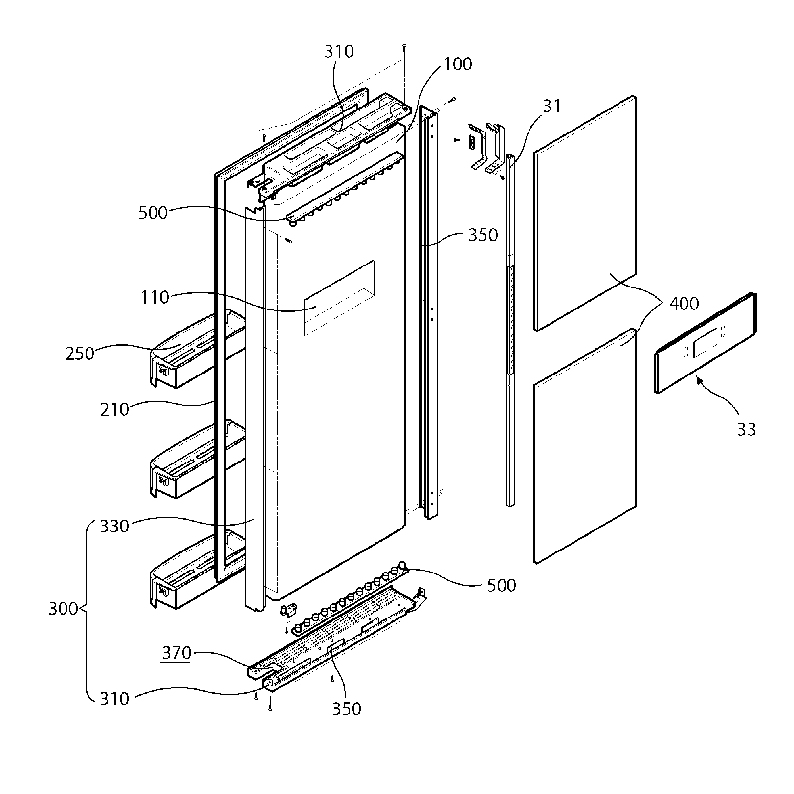 Refrigerator and refrigerator door