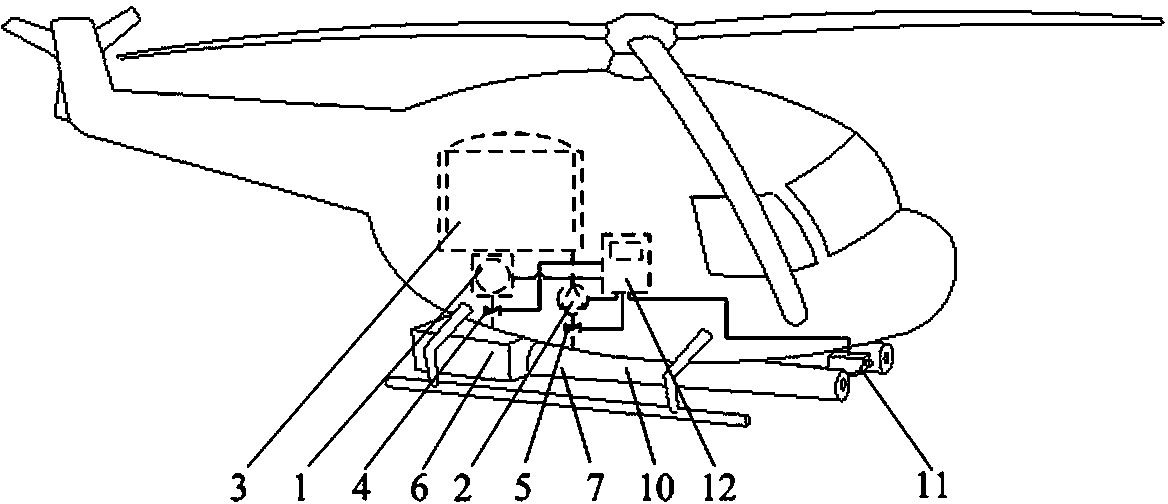 Helicopter-mounted high-pressure water-saving fire-extinguishing water cannon used for fighting electric transmission line mountain fires