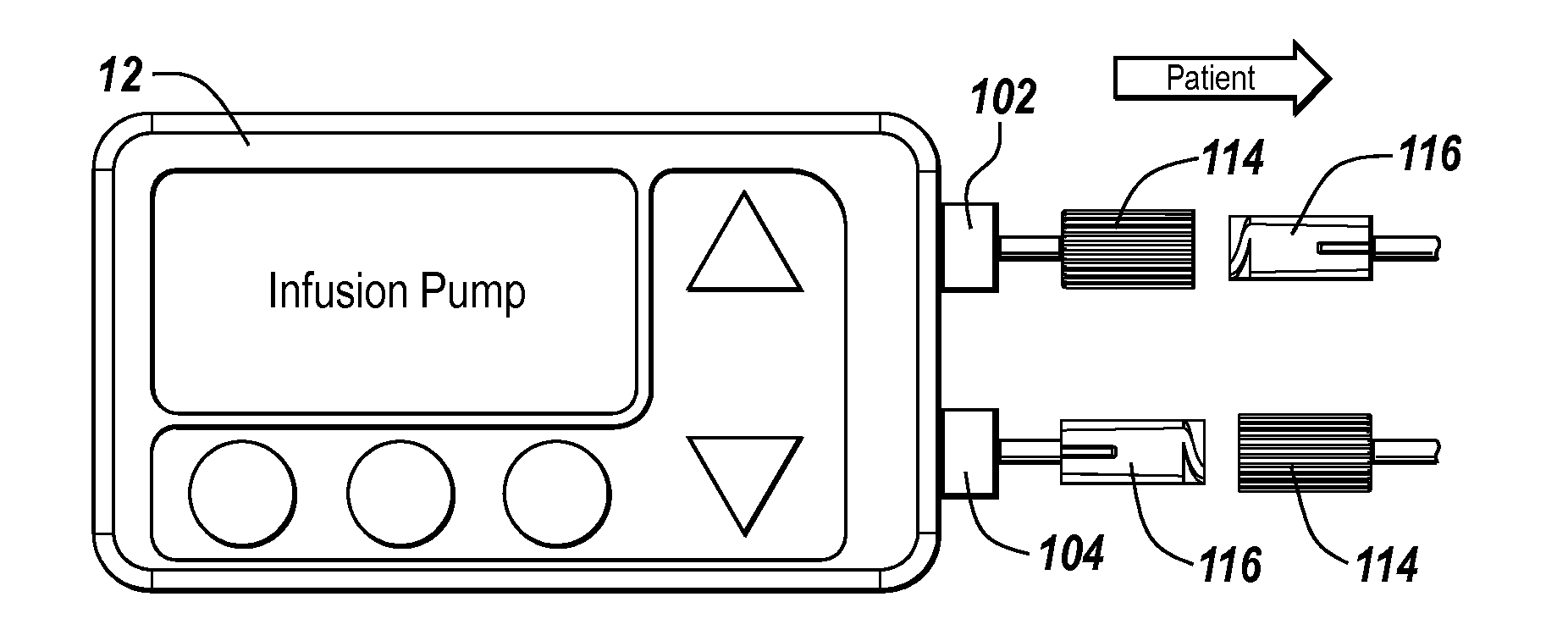 Infusion system for preventing mischanneling of multiple medicaments