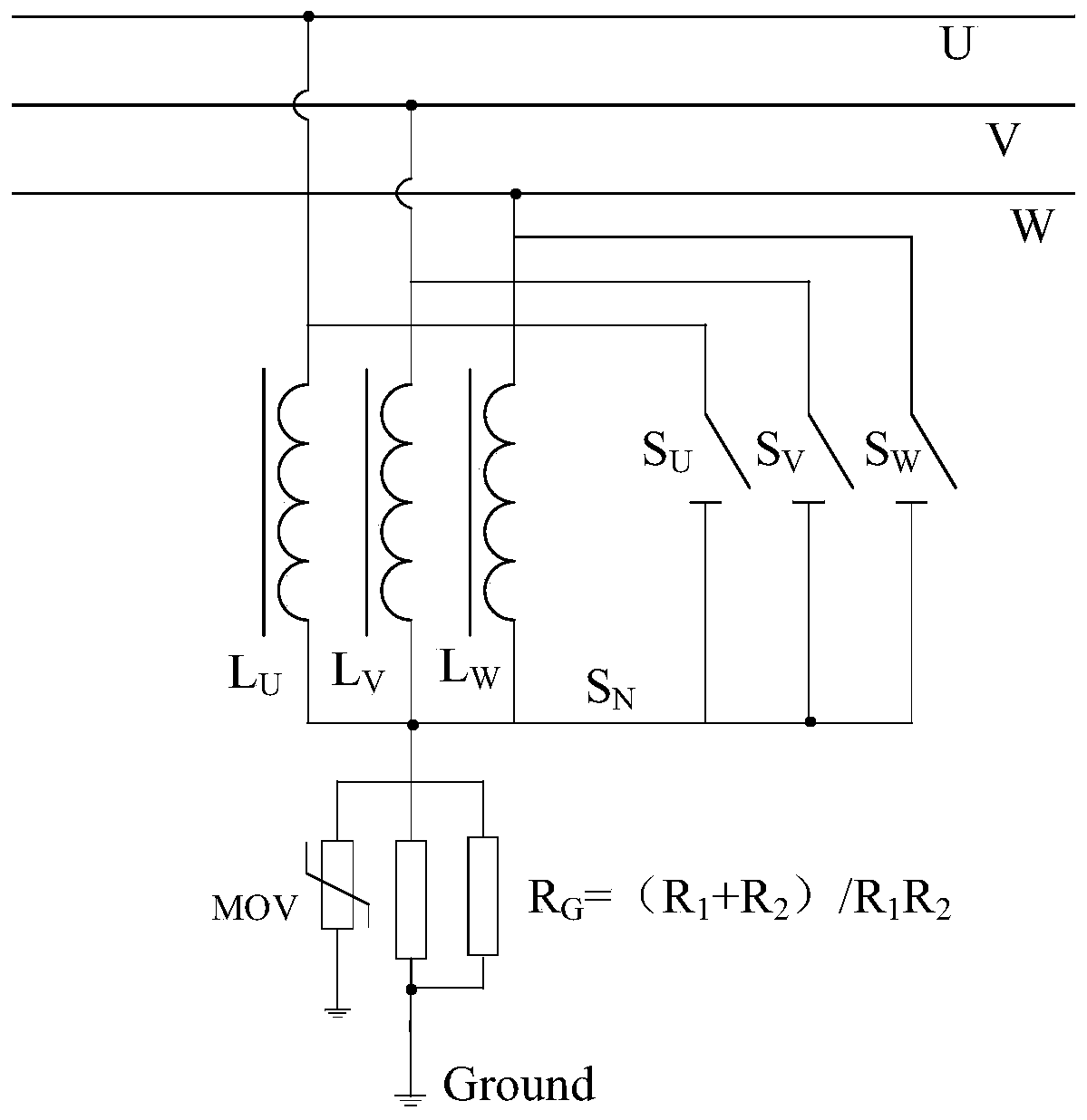 Grounding device for offshore wind power flexible direct current delivery system and control method thereof