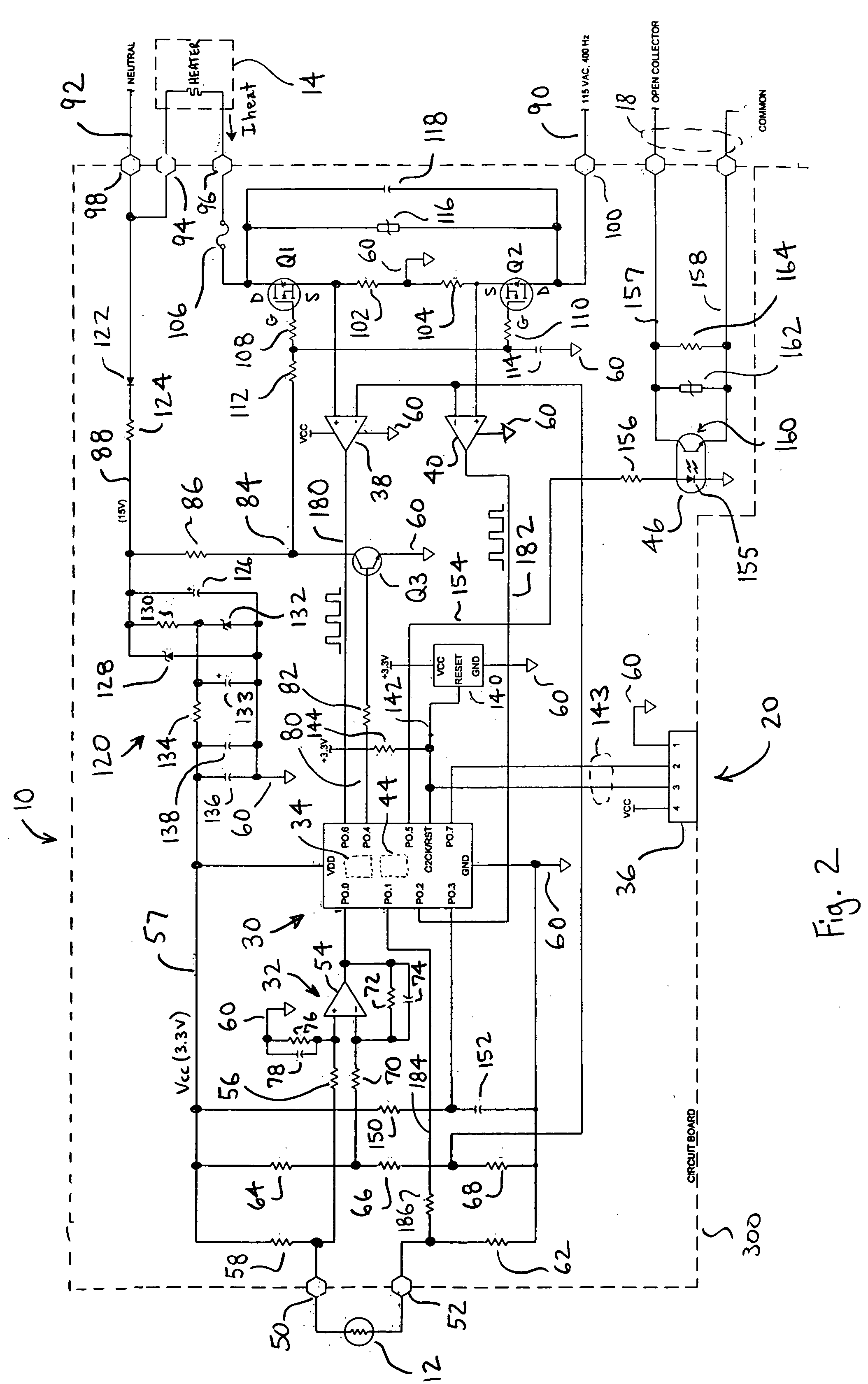 Low noise solid-state thermostat with microprocessor controlled fault detection and reporting, and programmable set points