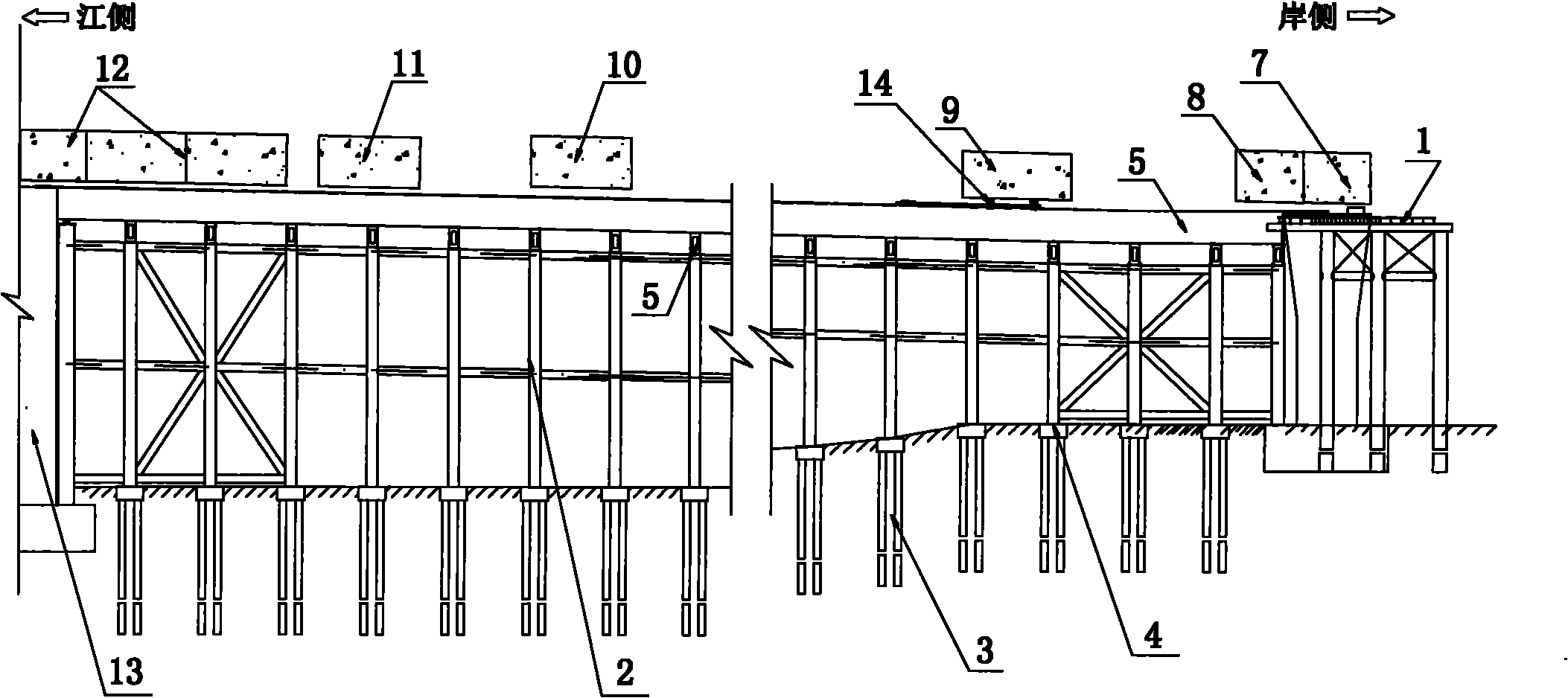 Construction method for high-altitude section prefabricating, beam moving, beam storing and assembling of large concrete box beam