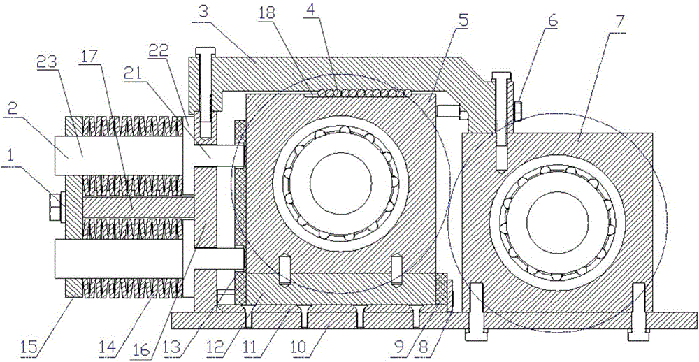 Rapidly returning device for roll crusher