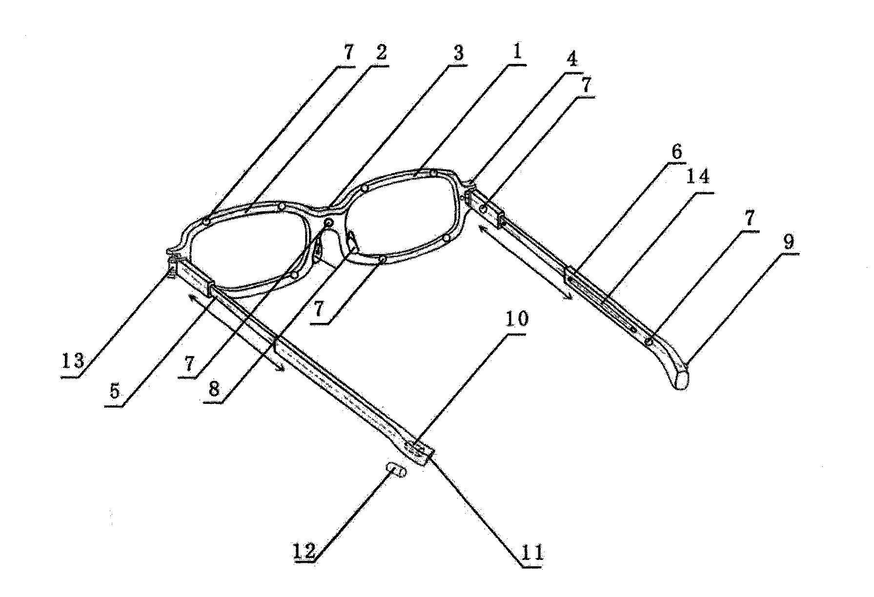 Spectacle frame with vision training function