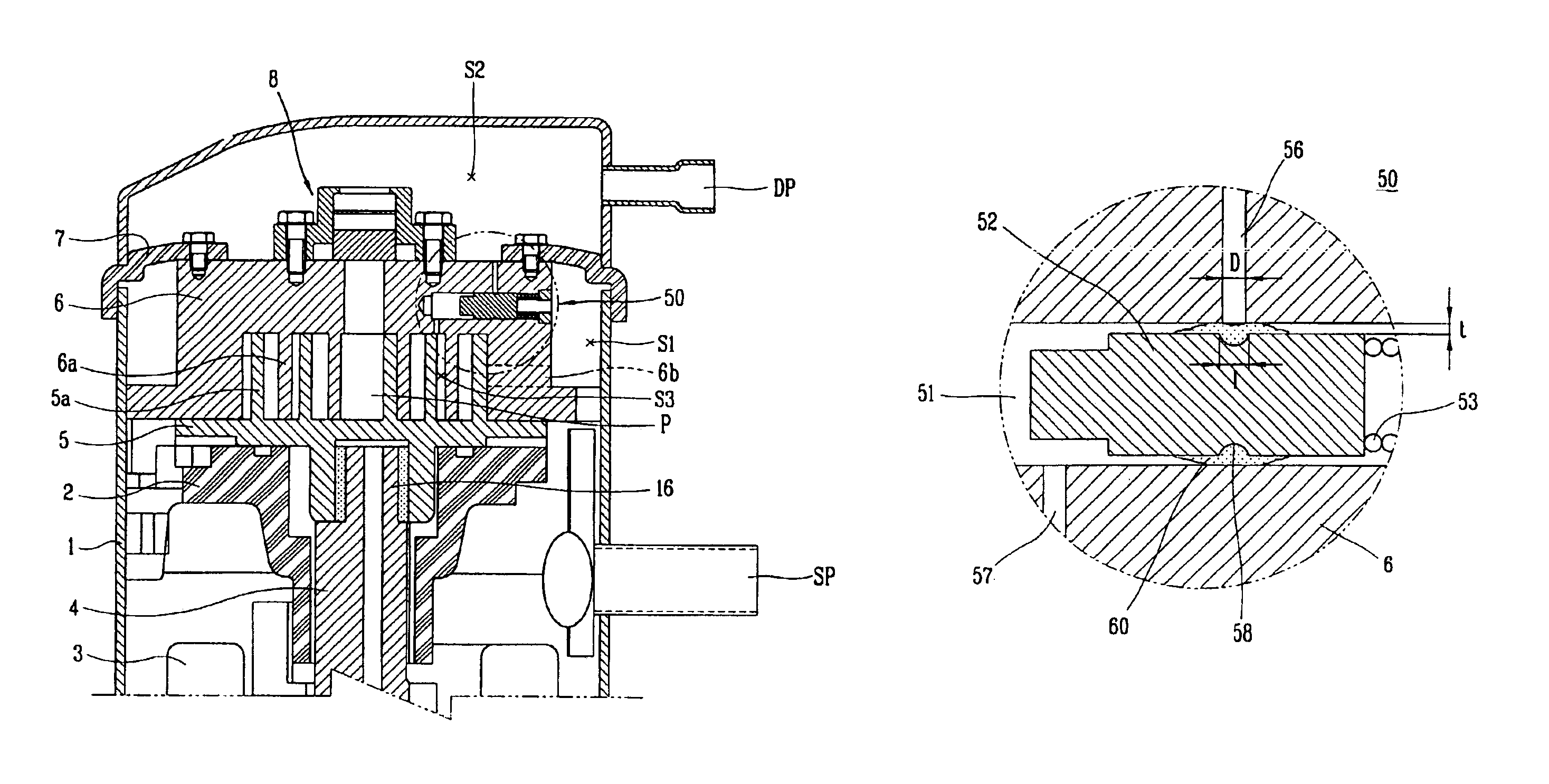 Vacuum preventing oil seal for scroll compressor