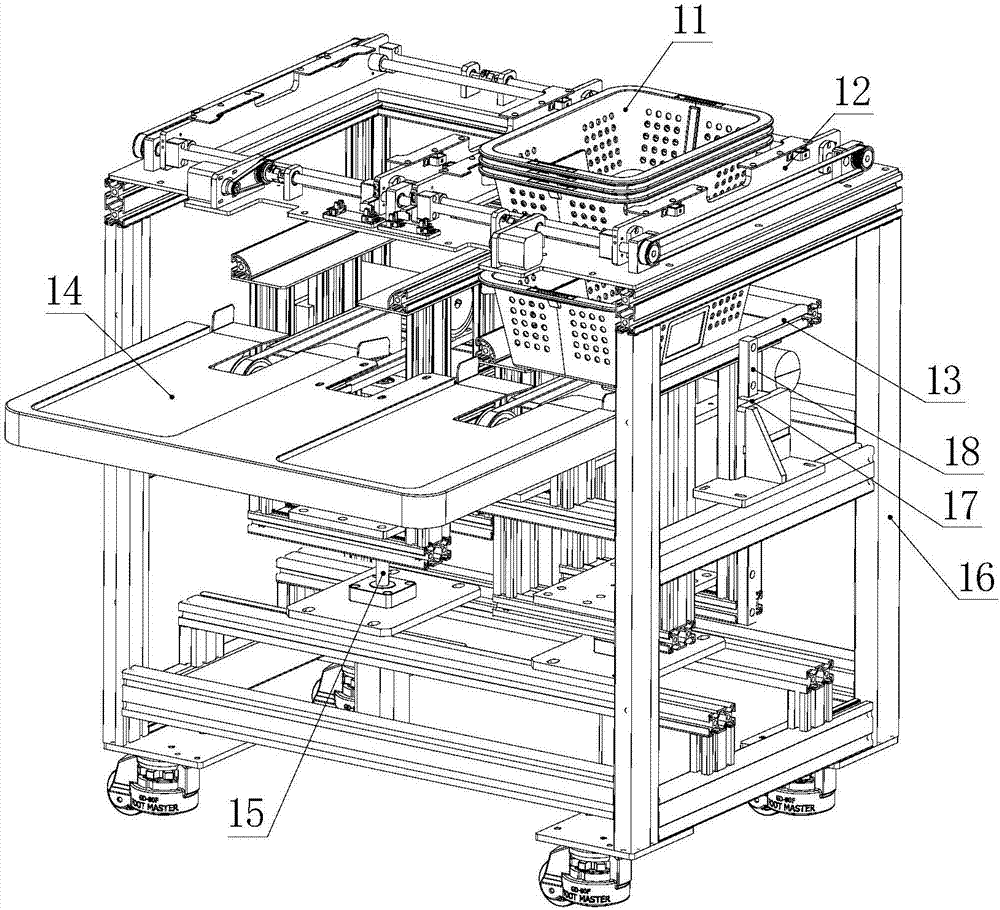 Basket distributing device and basket distribution equipment