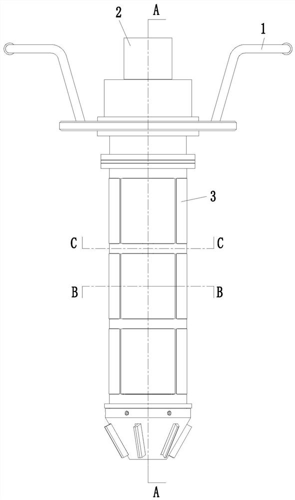 A layered sampling device for soil detection and sampling