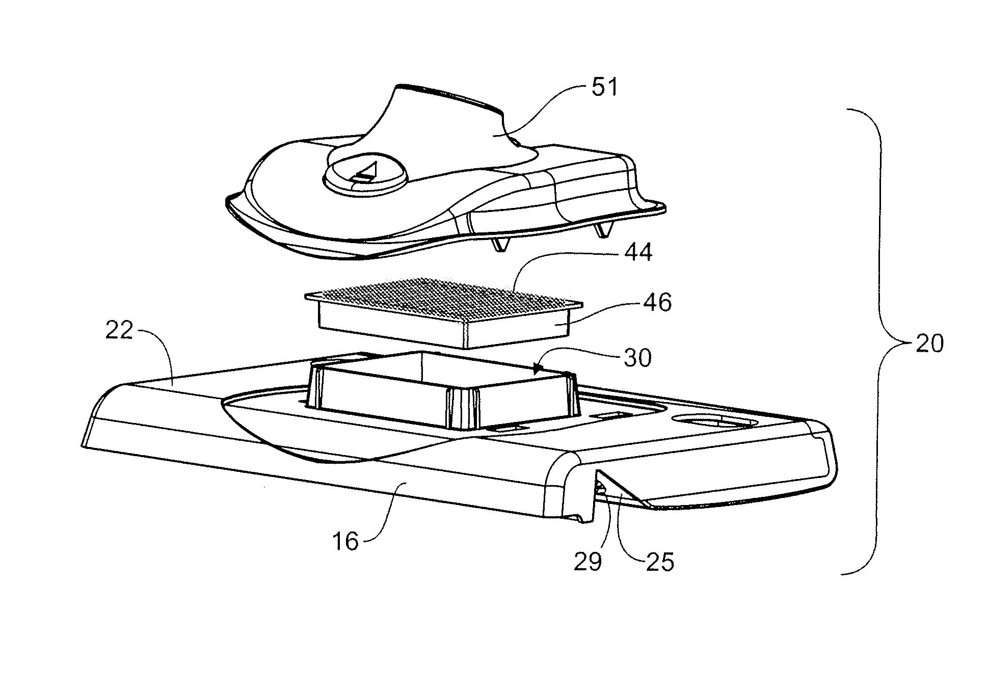 Head for a cleaning implement having a removable dirt bin