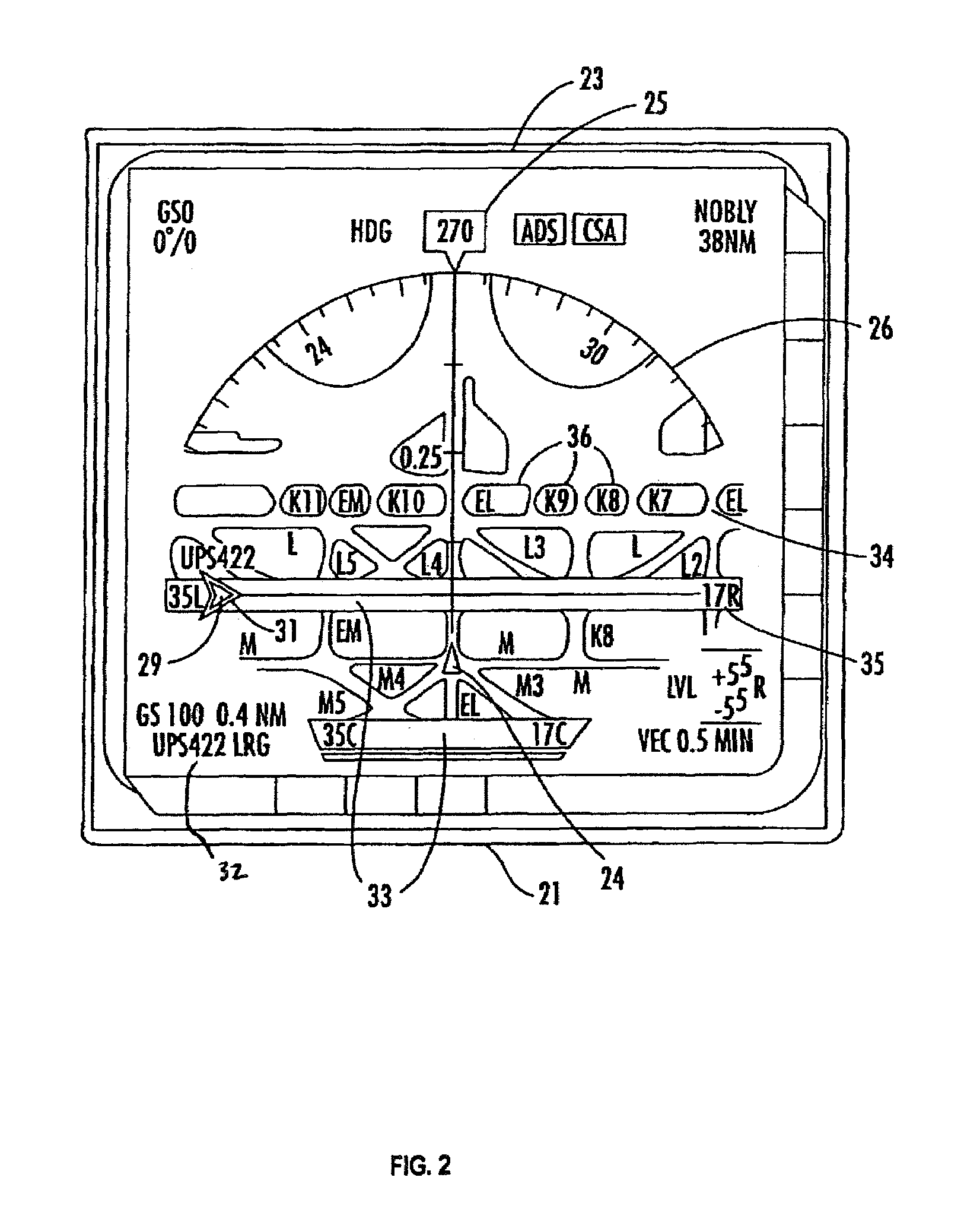 Navigational instrument, method and computer program product for displaying ground traffic information