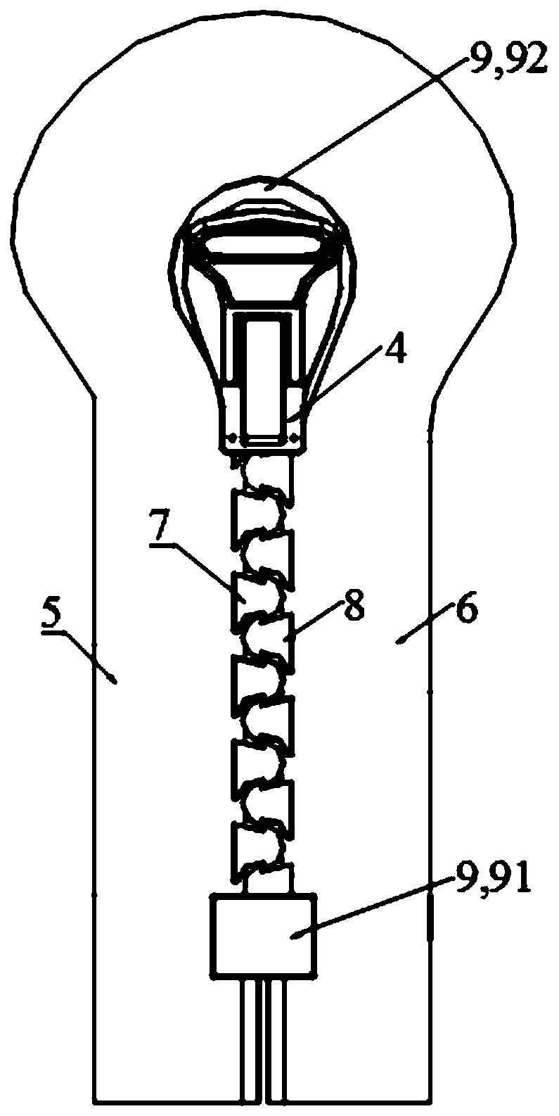 Closed zipper tooth and closed shielding zipper