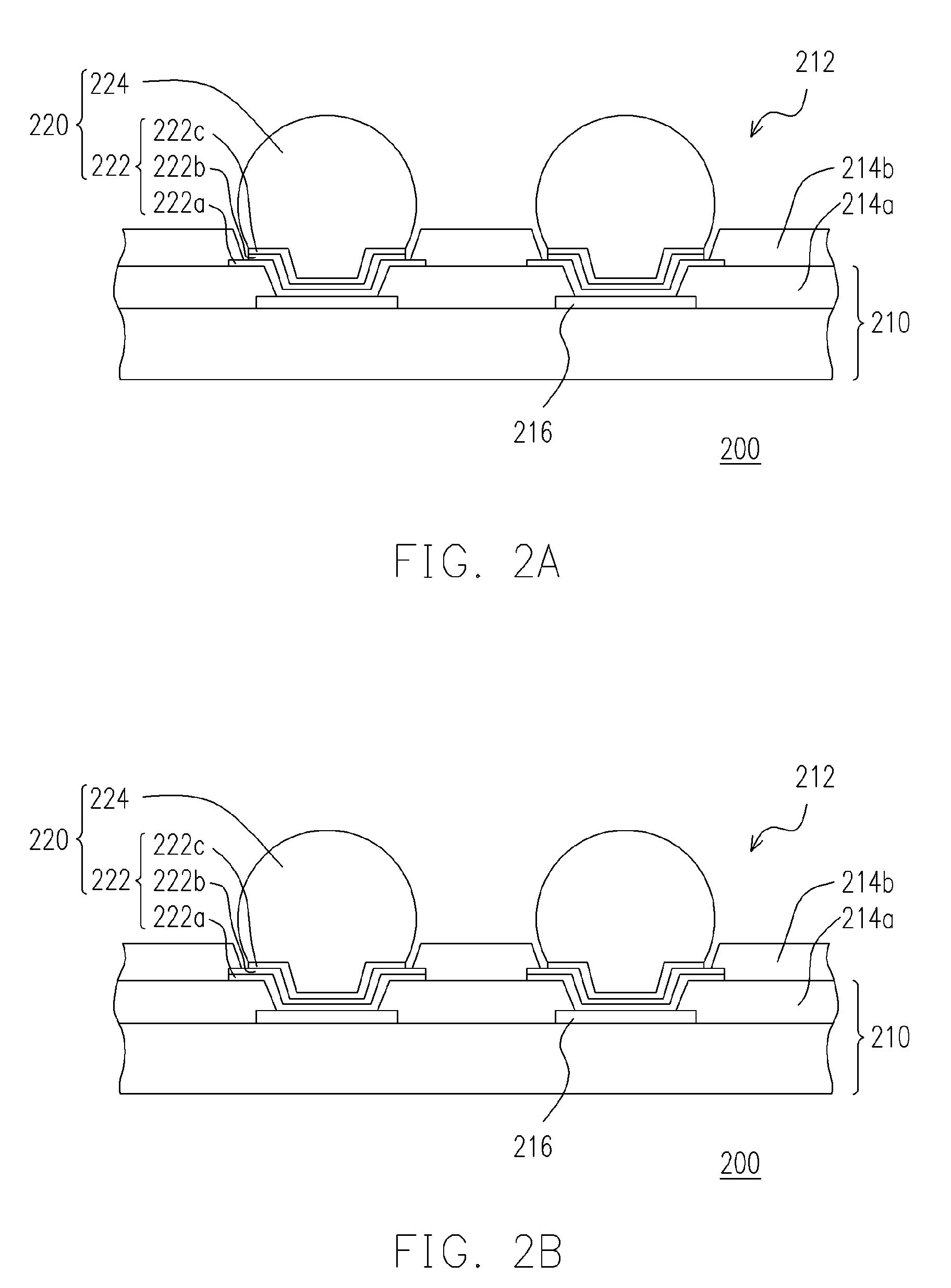 Bump electrodes having multiple under ball metallurgy (UBM) layers