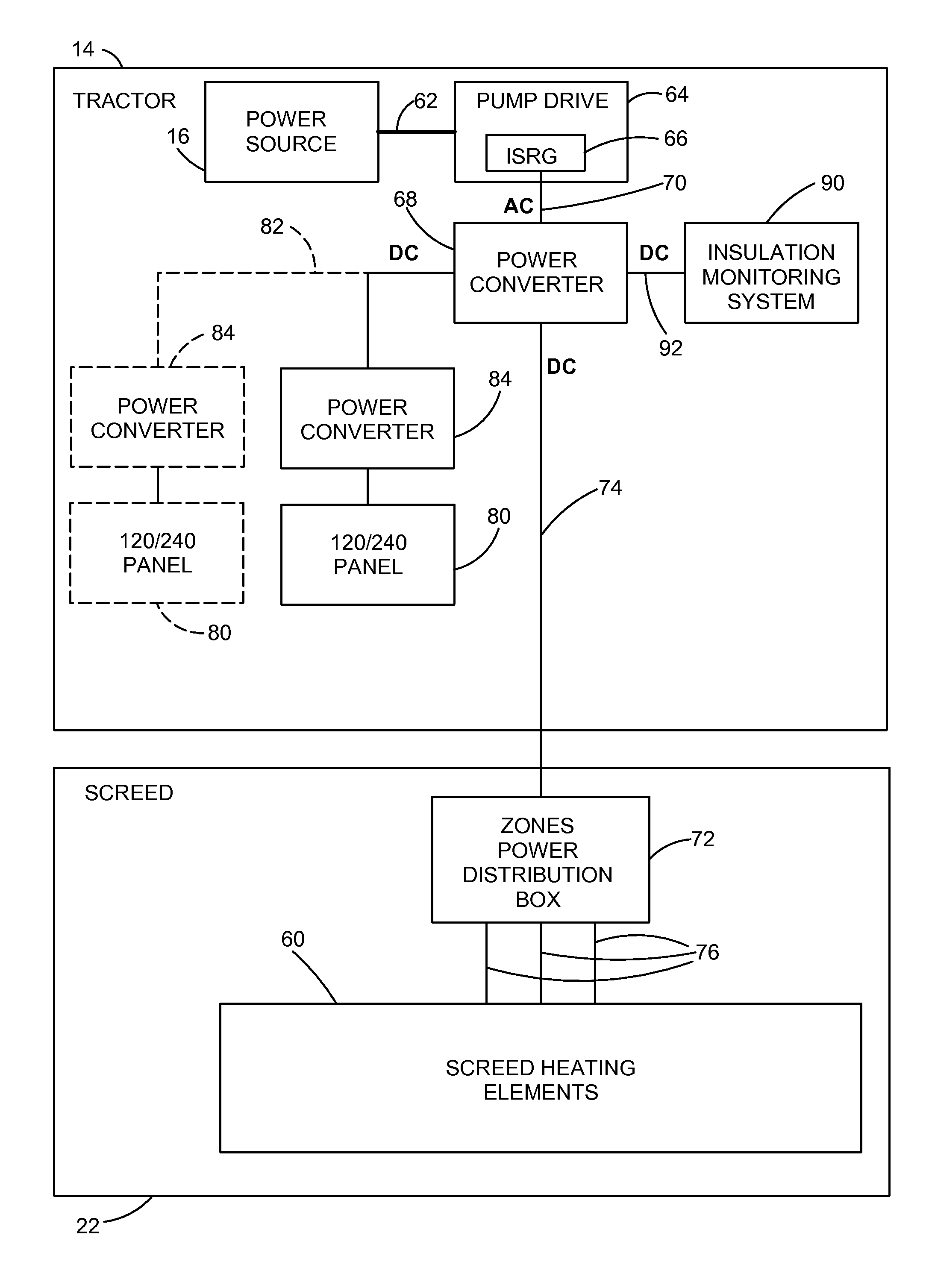 Integrated generator for screed plate heat up