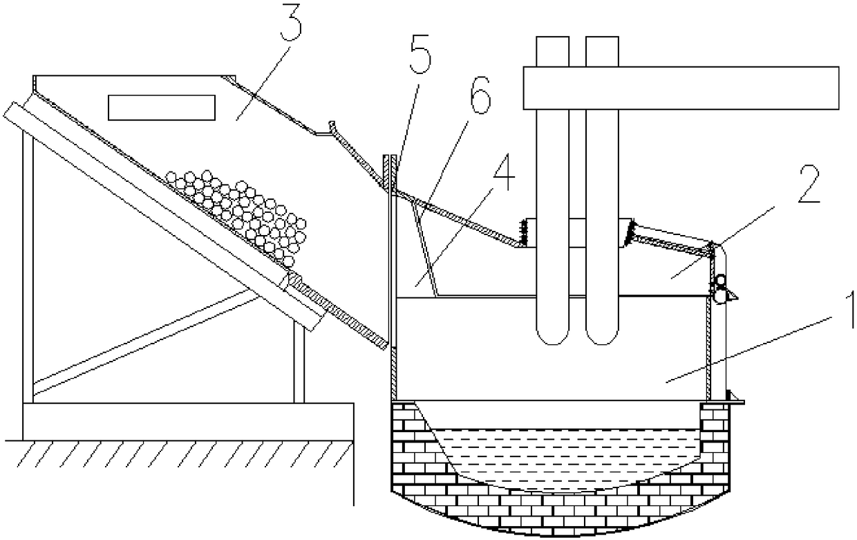 Opening structure of a scrap steel preheating type electric arc furnace