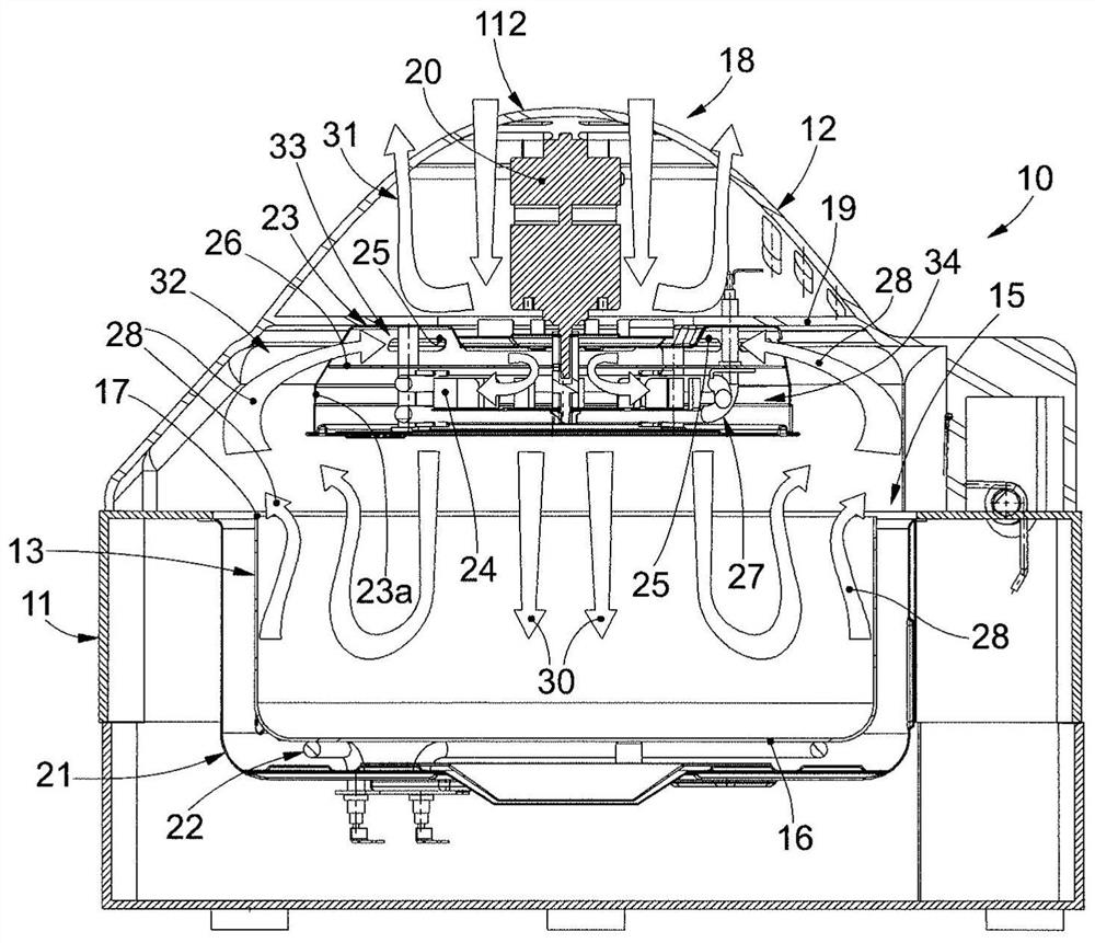 Automated device for cooking food and corresponding method