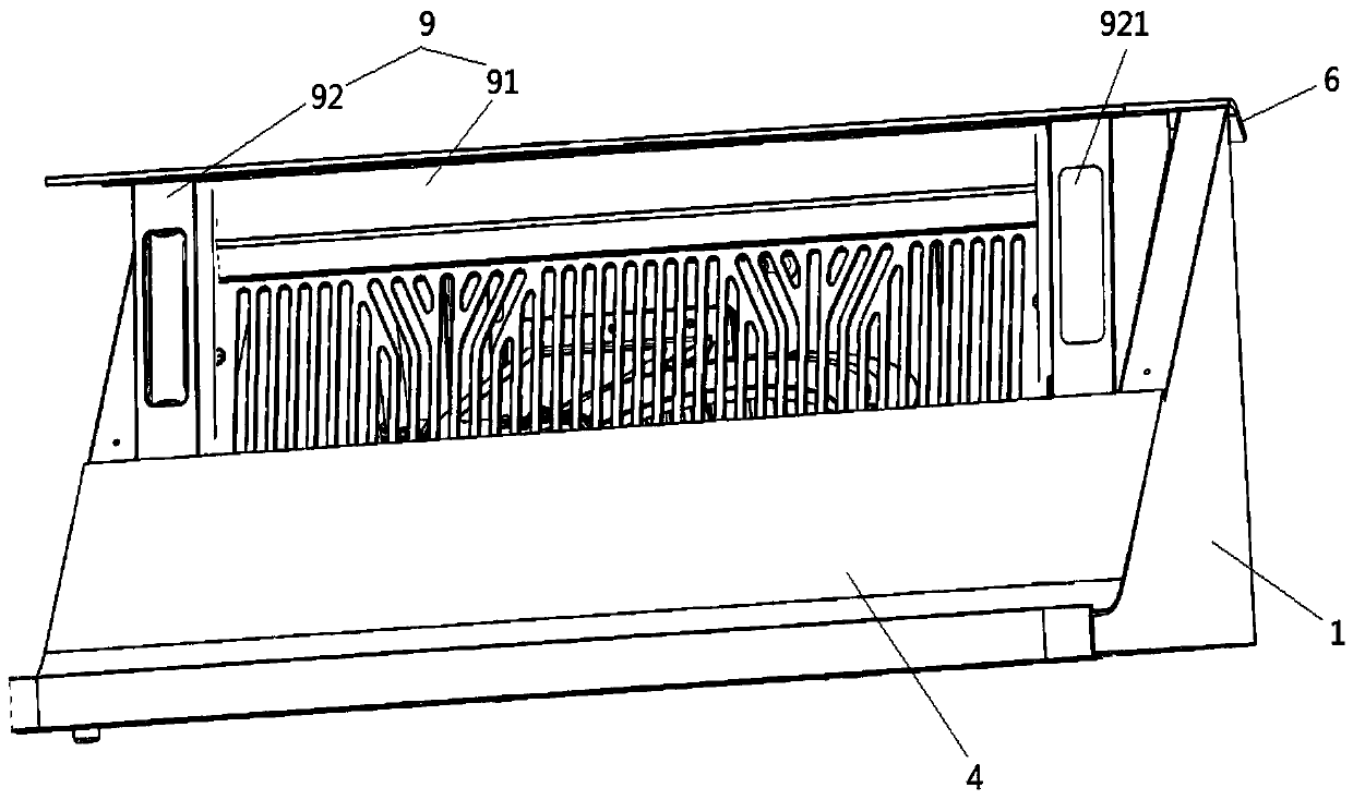 Range hood with oil screen capable of being turned to open along with smoke deflector