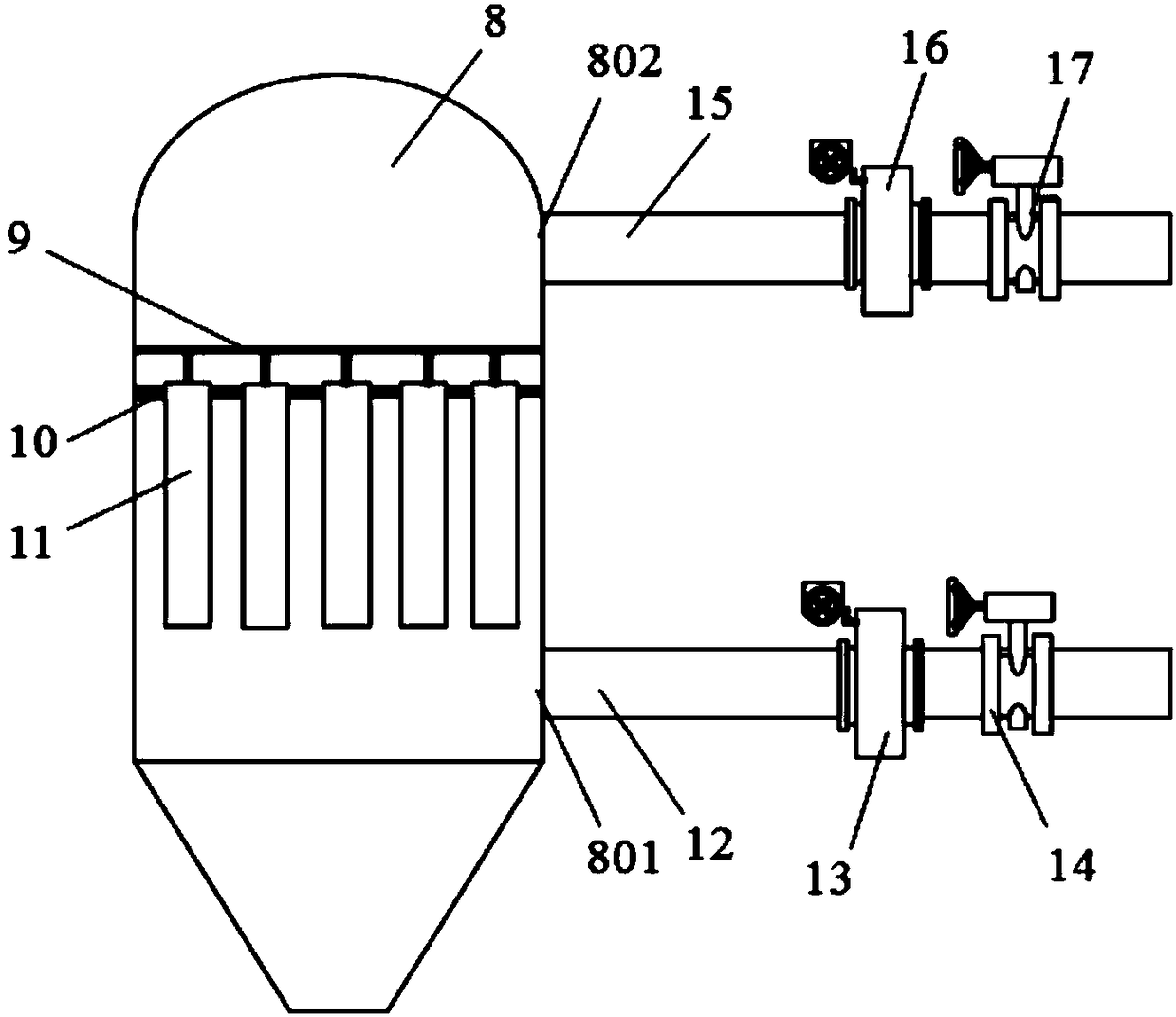 High-temperature filtration bag leakage detection apparatus, high-temperature filtration bag leakage detection method and method for manufacturing and assembling high-temperature filtration bag leakage detection apparatus