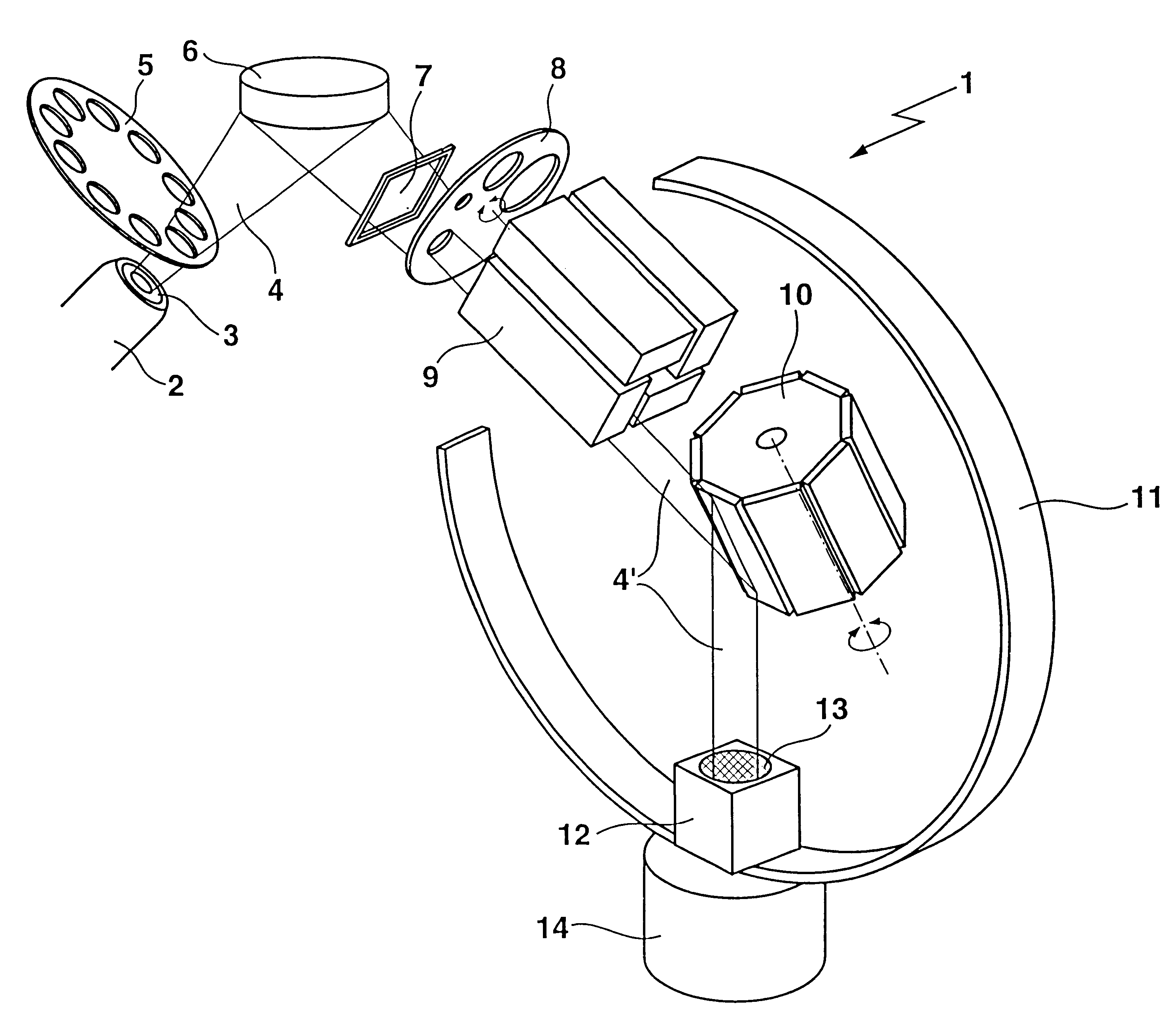 X-ray analysis device with X-ray optical semi-conductor construction element