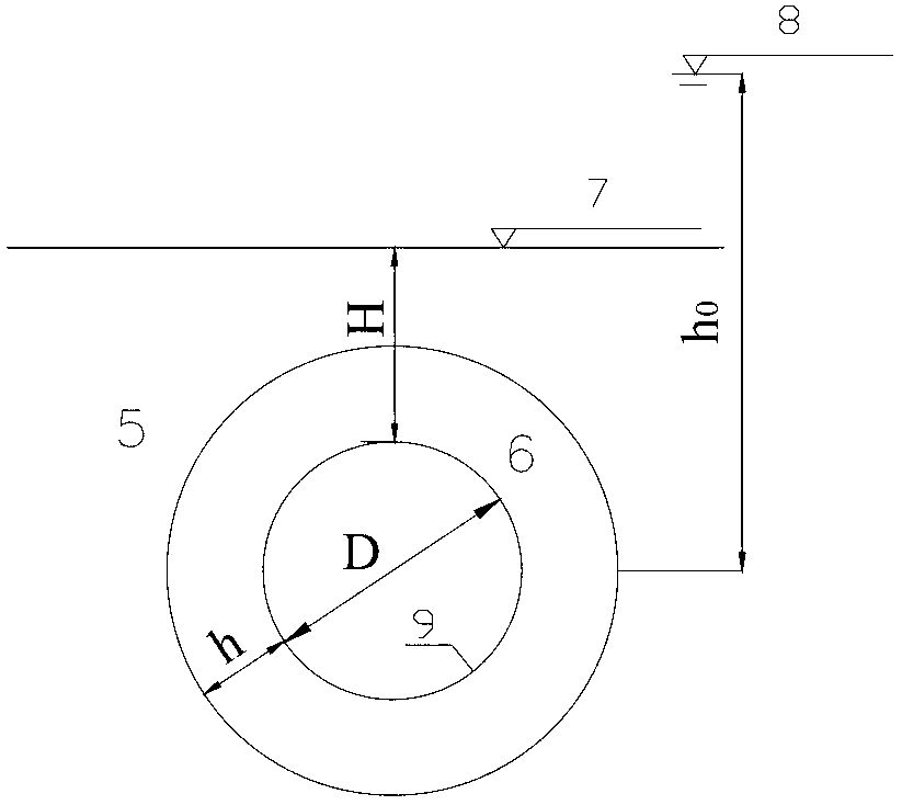 Method for designing thickness of underwater tunnel subsurface excavated construction grouting reinforcement ring