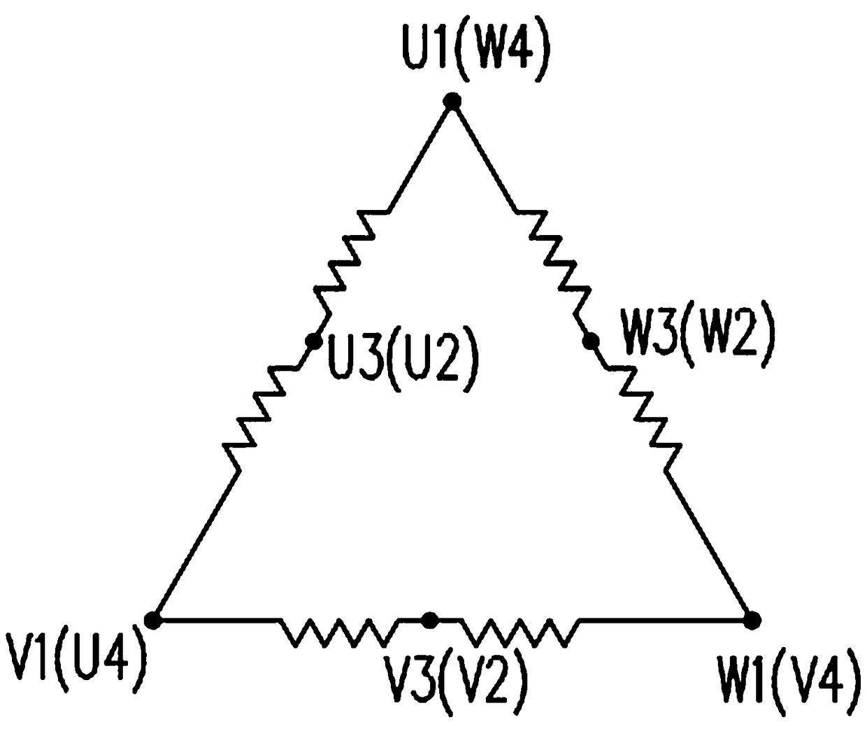 A method for realizing single and double star-delta connection switching of a motor by using a double-outlet box