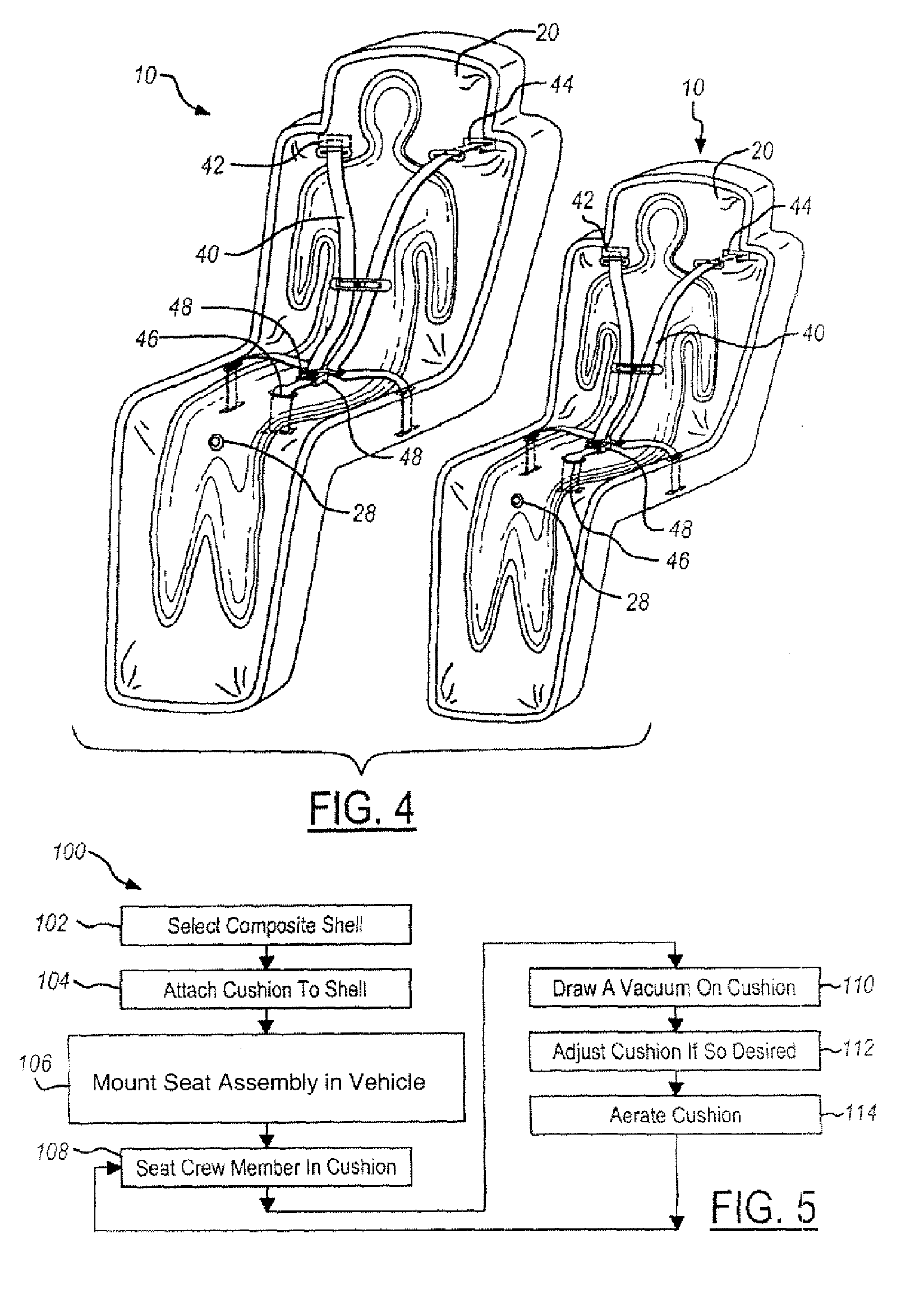 Composite shell spacecraft seat