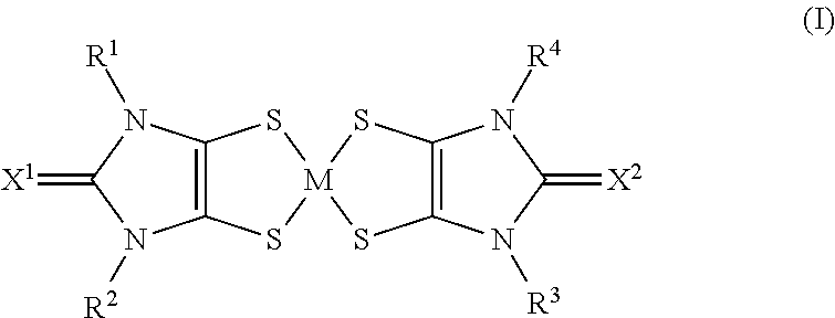 The use of aryl or heteroaryl substituted dithiolene metal complexes as ir absorbers