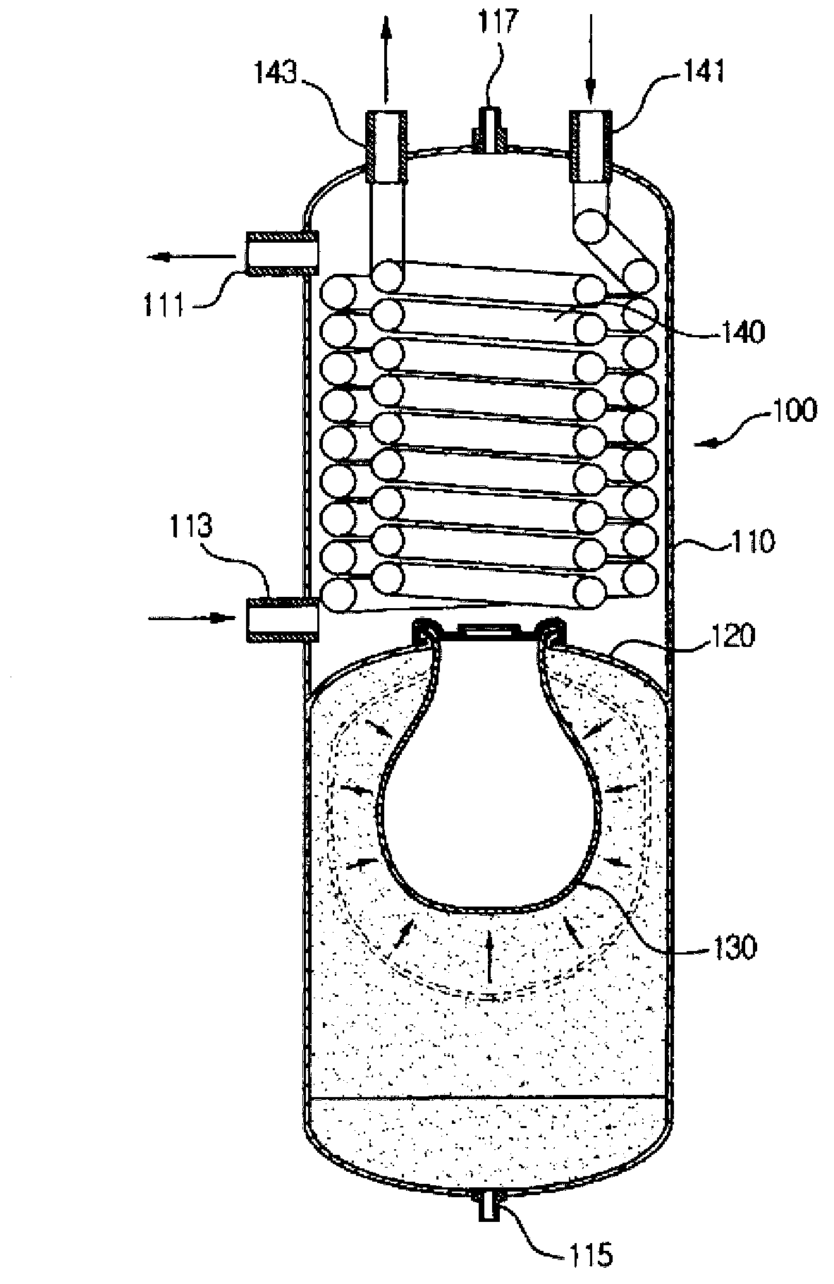 Boiler having integrated nitrogen tank and heat exchanger