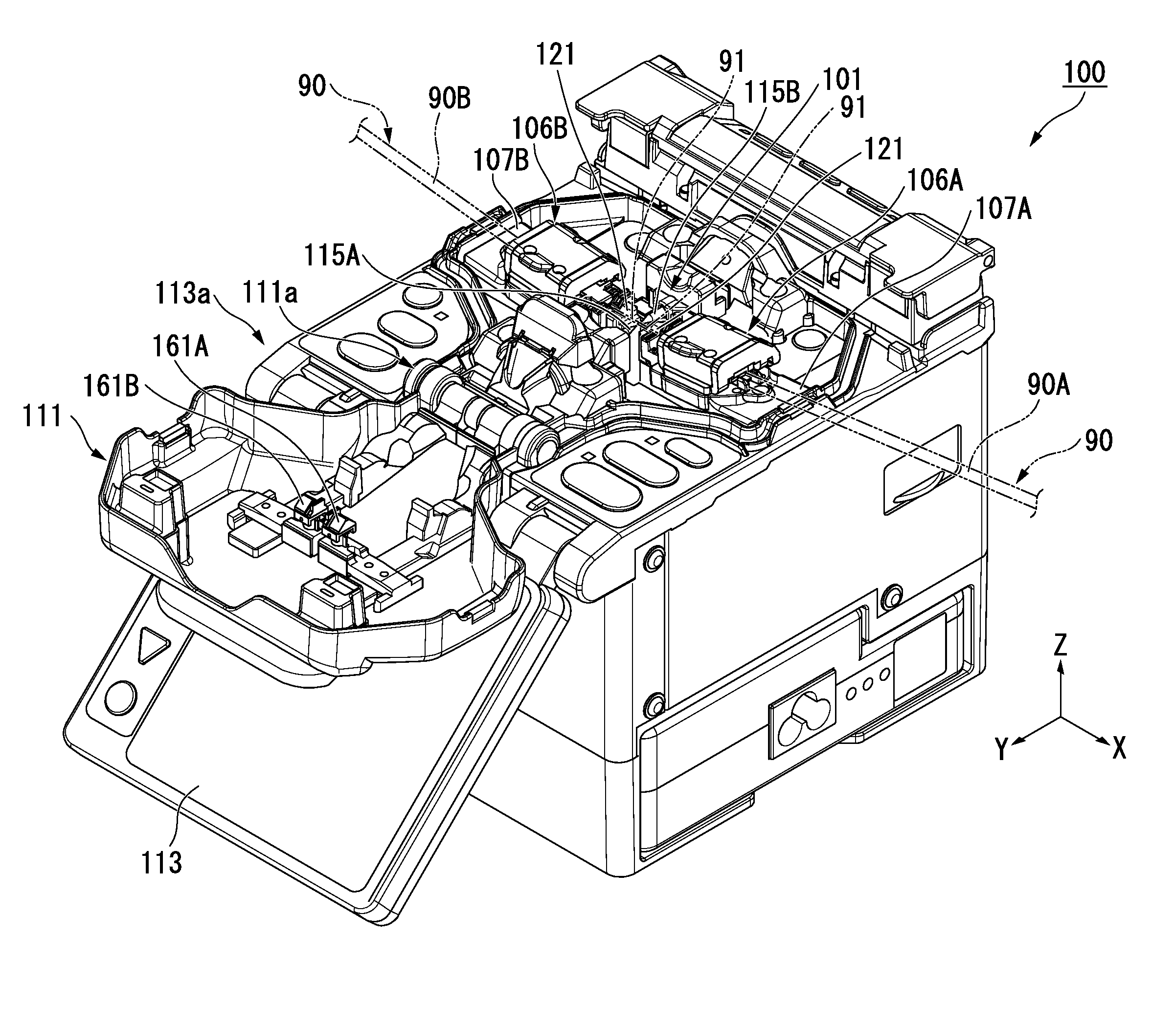 Optical fiber fusion splicer and optical fiber fusion splicing apparatus provided with same