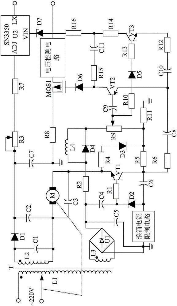 Automatic alternating current voltage-stabilizing power supply with stable performance