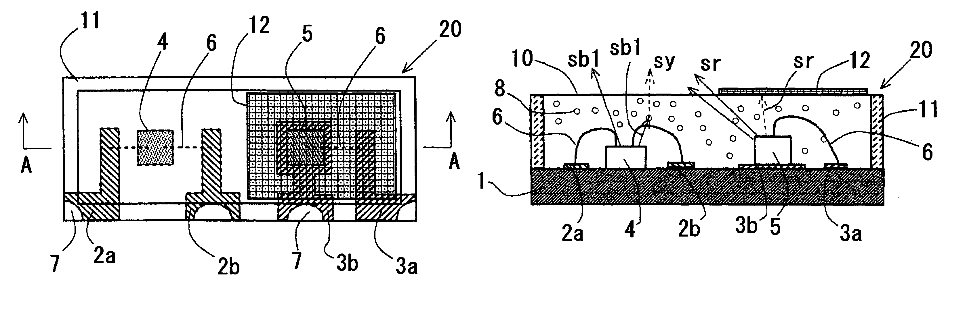 White light emitting diode with first and second LED elements