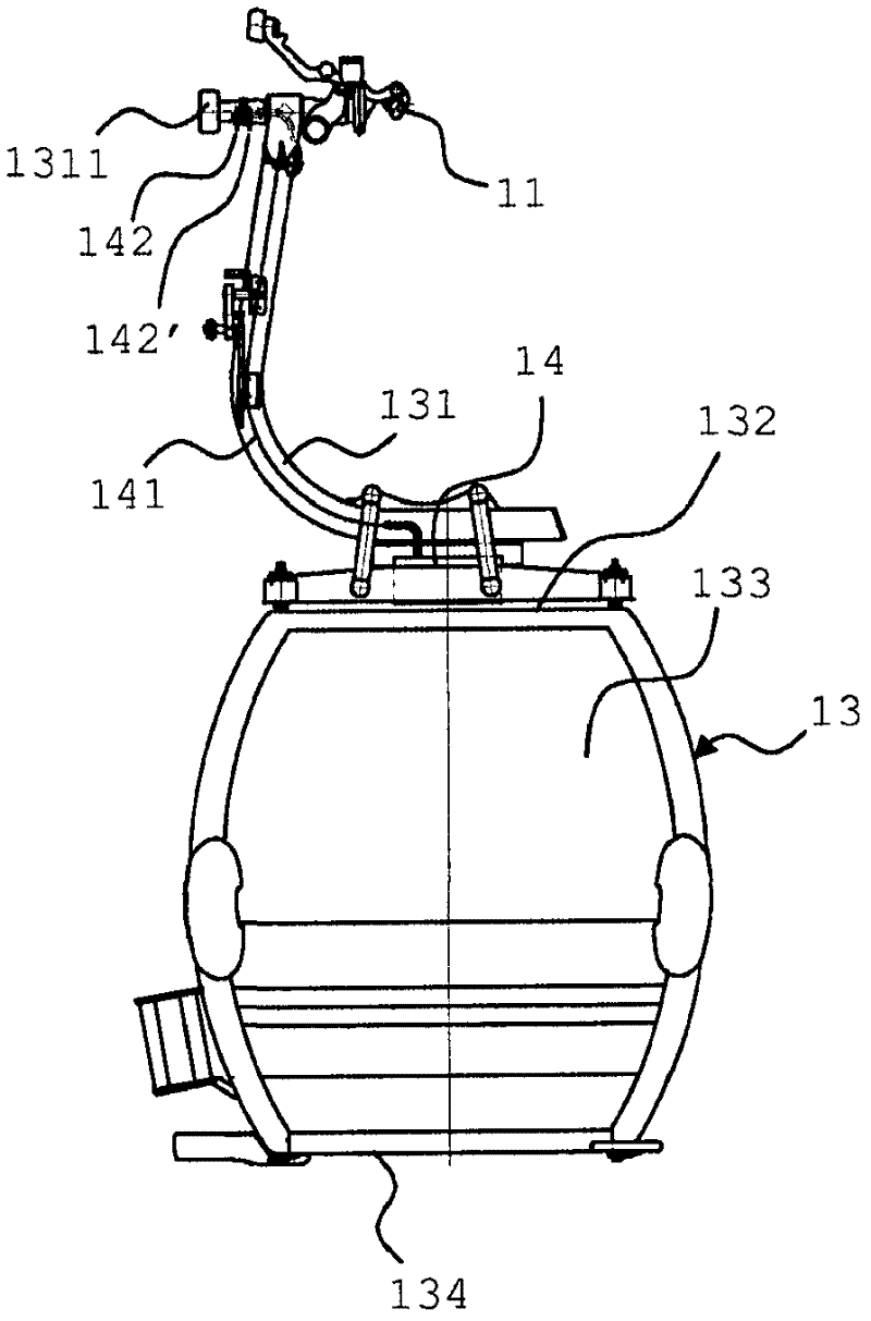 Aerial able car system having transportation operating equipment for passenger and/or freight transport