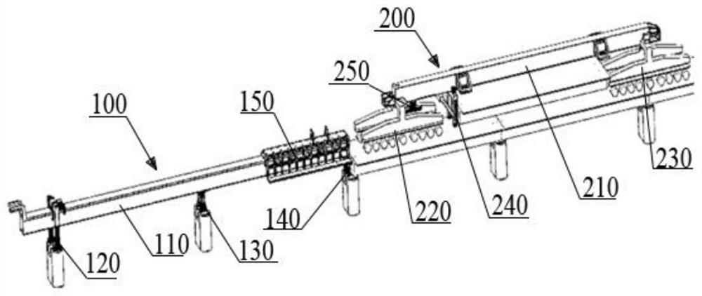 The method of installing the guide beam machine in the beam erection station