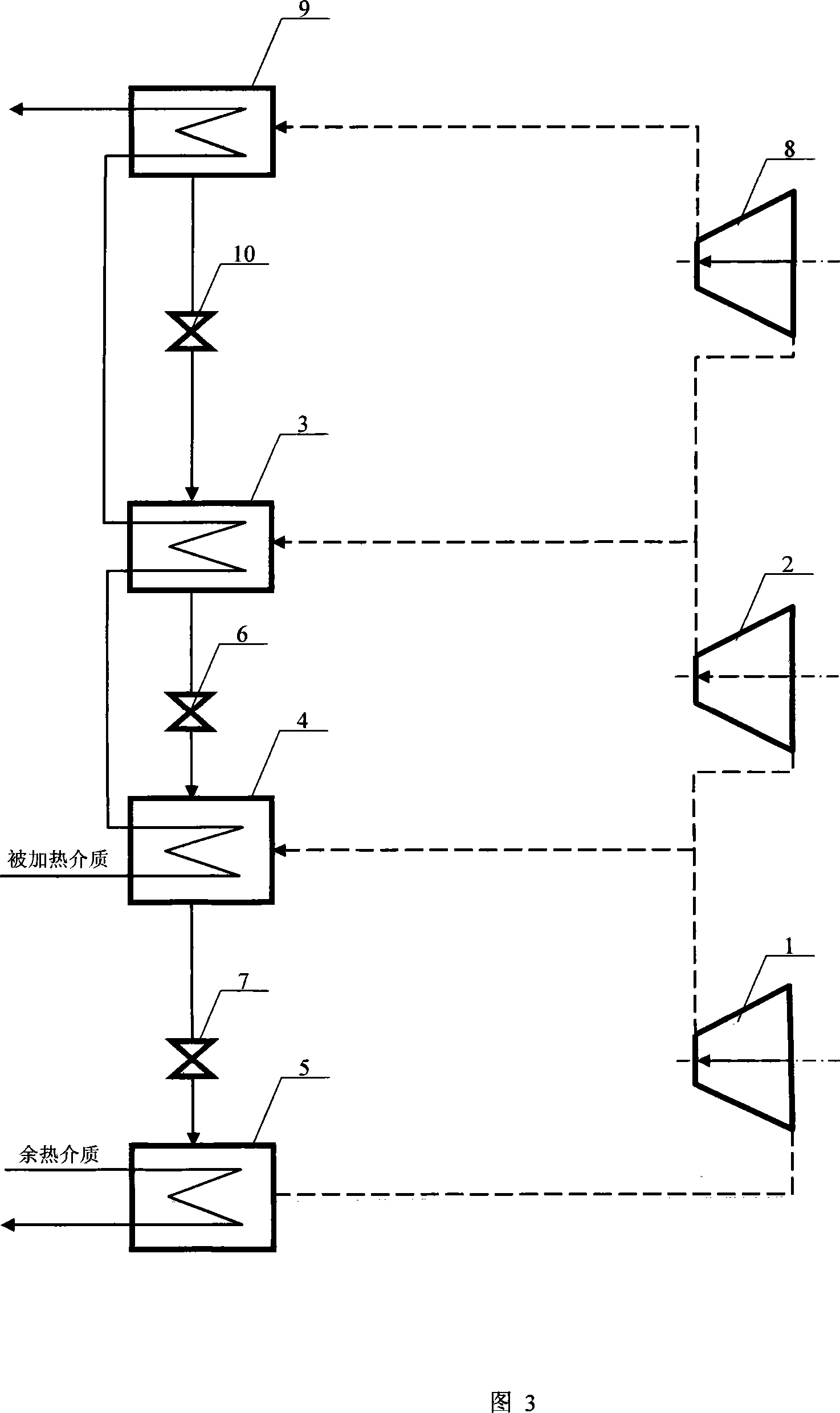 Grade compression-segmenting heat-taking type steam compression heat pump