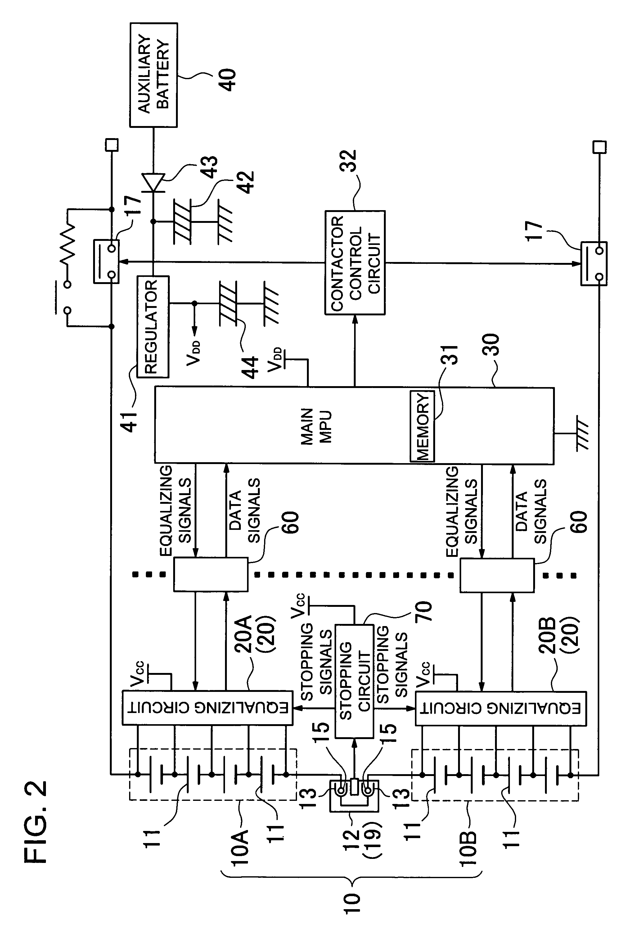 Car power source apparatus including removable cut-off mechanism to stop equalizing batteries