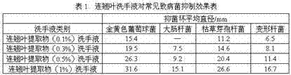 Forsythia suspensa leaf hand sanitizer and preparation method thereof