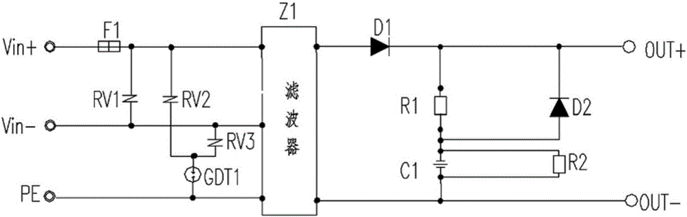 EMC performance improving device of DC power supply