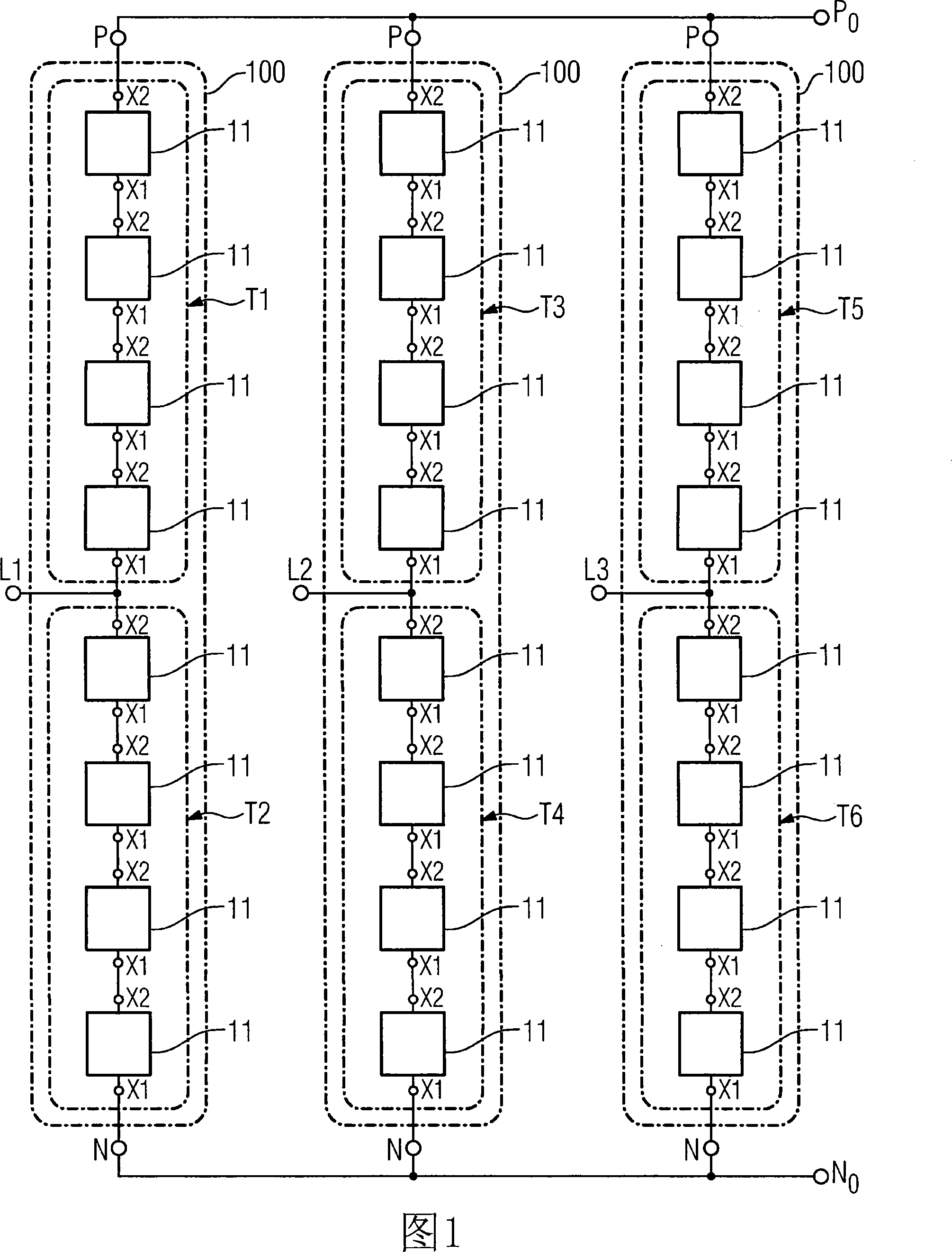 Converter circuit comprising distributed energy stores