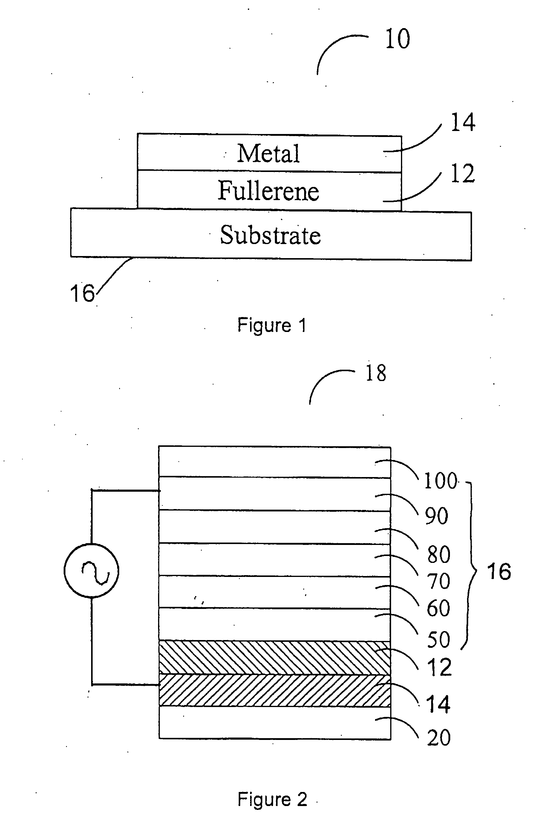 Metal/fullerene anode structure and application of same