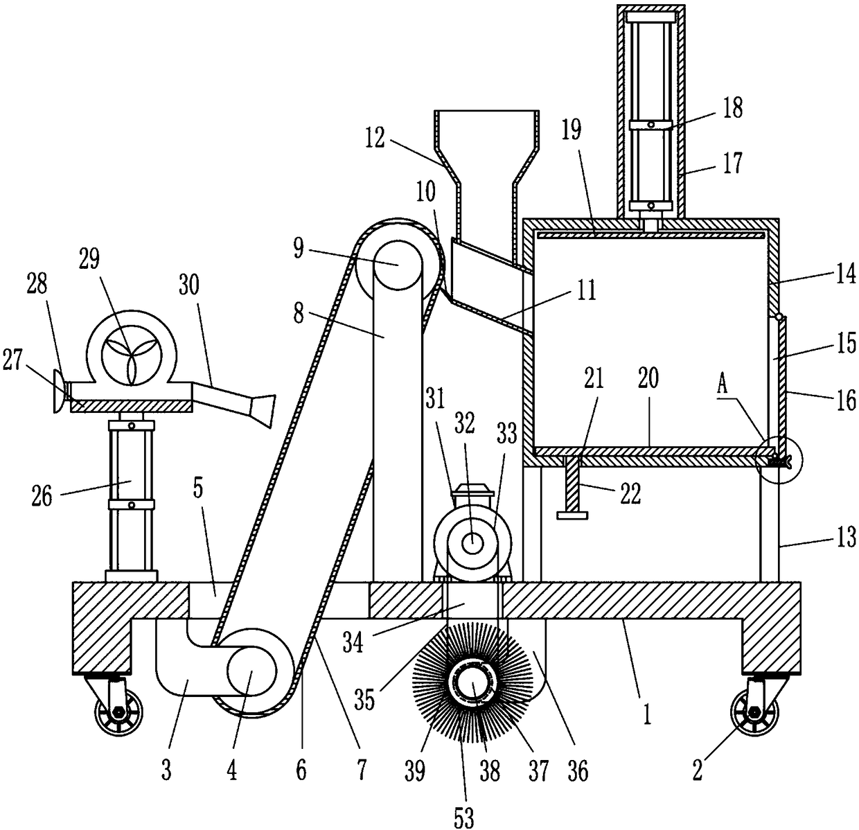 Waste material treatment device for steel plate machining