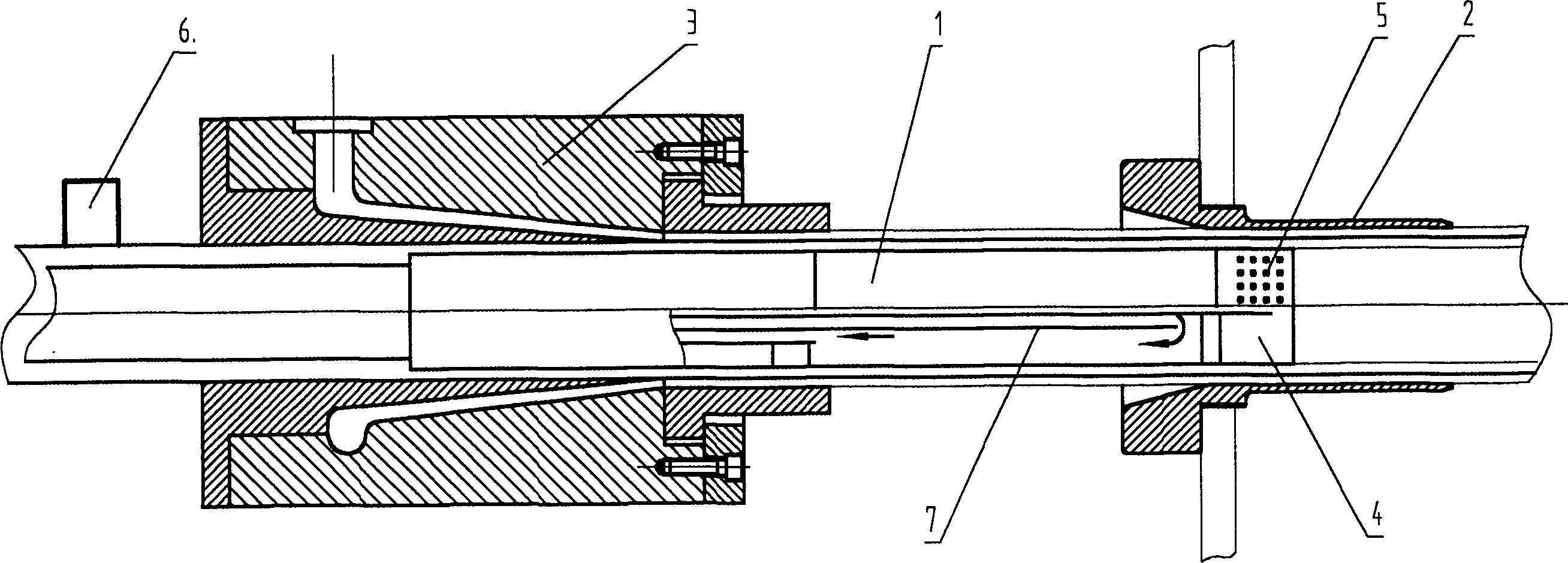 Extrusion forming and diameter-setting equipment of steel-plastics composite pipe using perforated steel pipe as skeleton