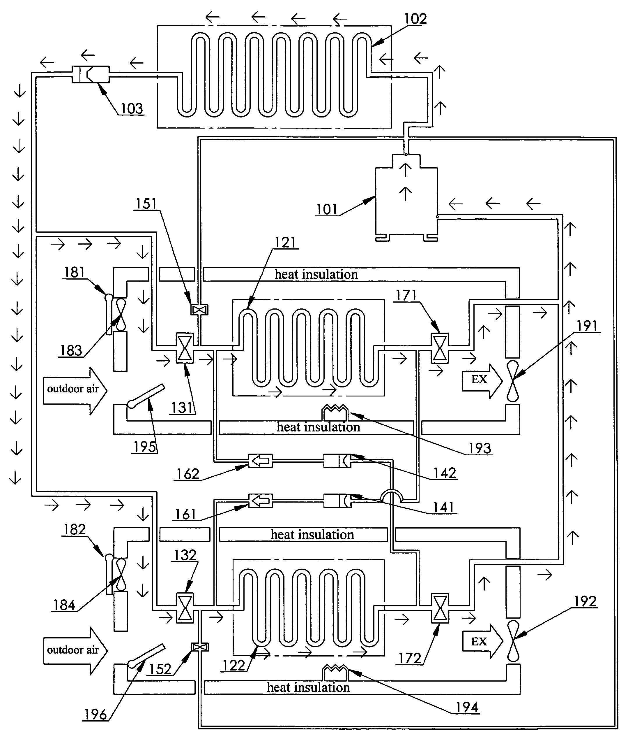 Multi-range cross defrosting heat pump system and humidity control system