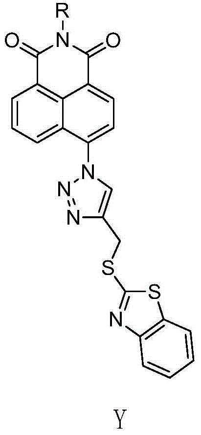 A class of naphthalimide compounds containing 2-mercaptobenzothiazole and triazole heterocycle, its preparation method and application