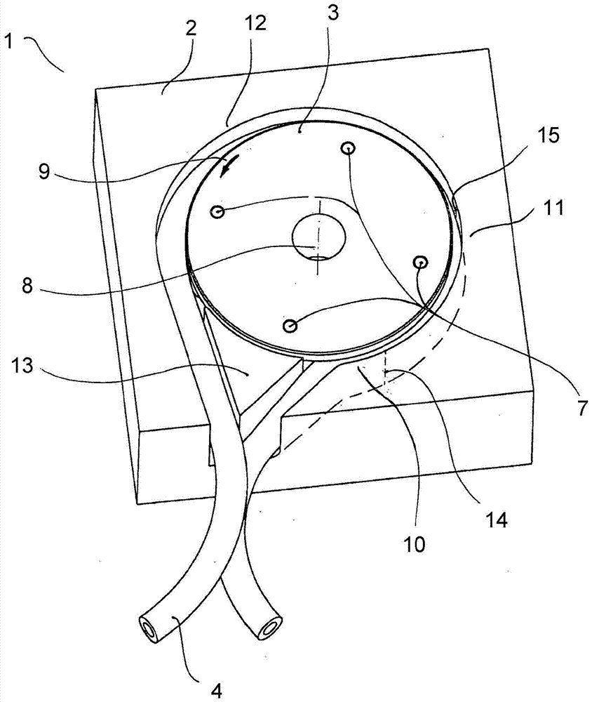 Peristaltic pump with reduced pulsation and application of said peristaltic pump