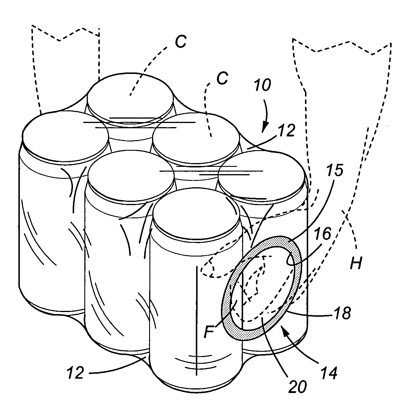 Shrink-wrap packaging incorporating reinforced integral handle