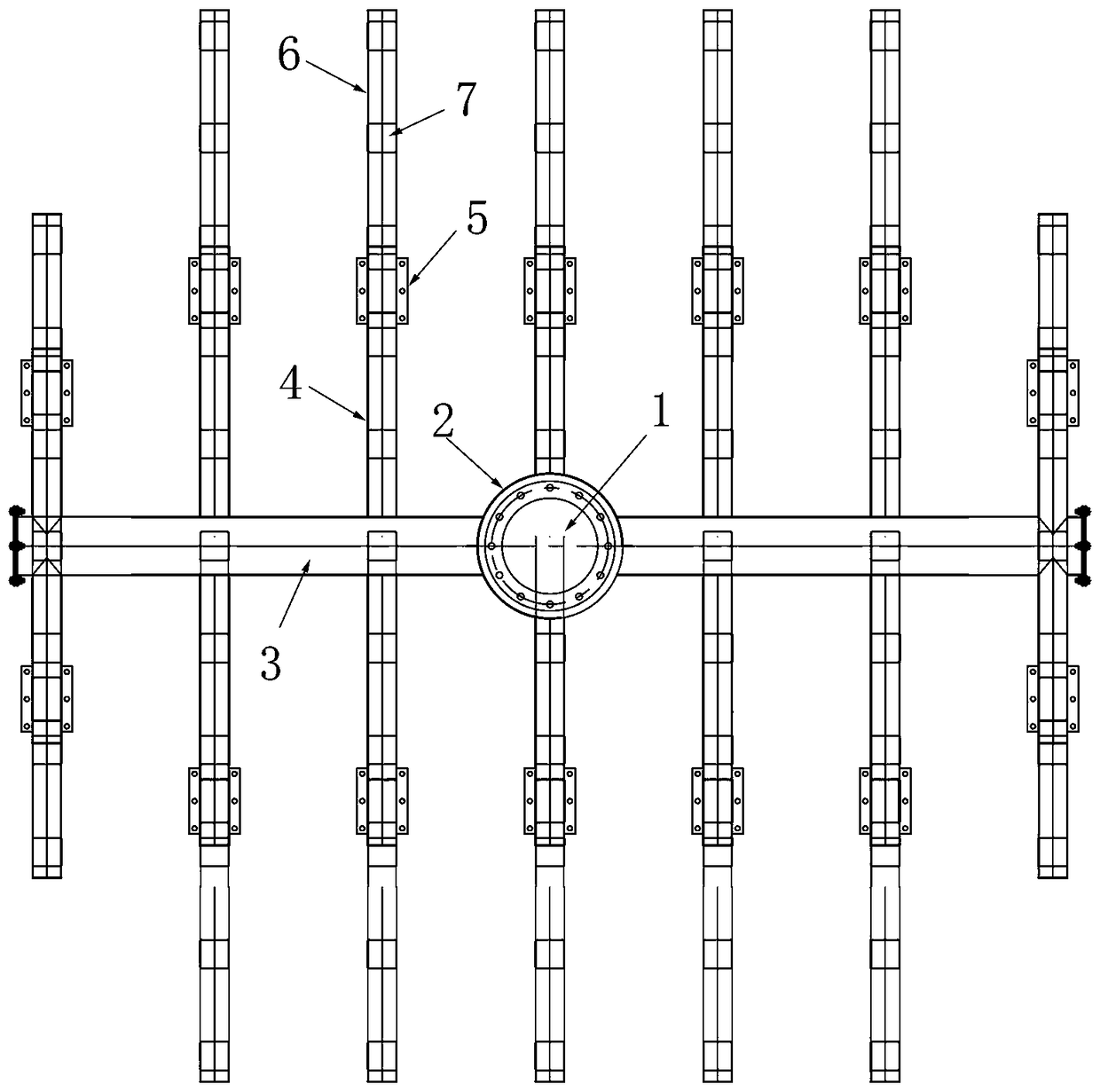 Water distribution device for particle activated coke adsorption tower